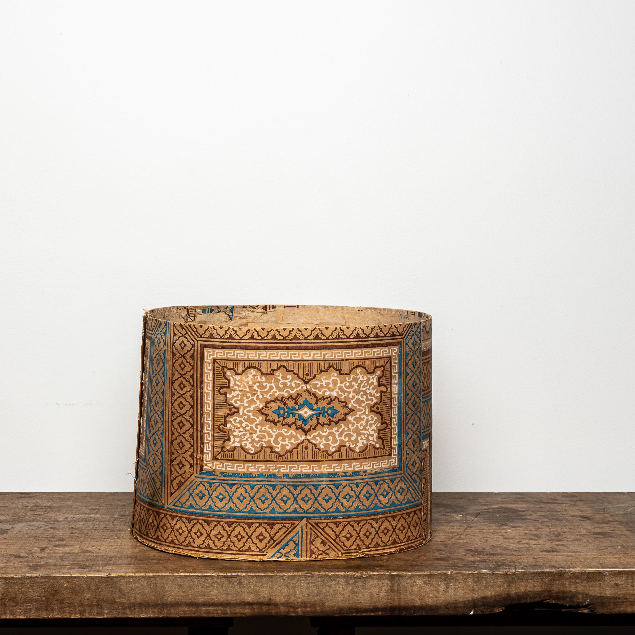 19th-Century Wallpaper-Covered Box, Geometric