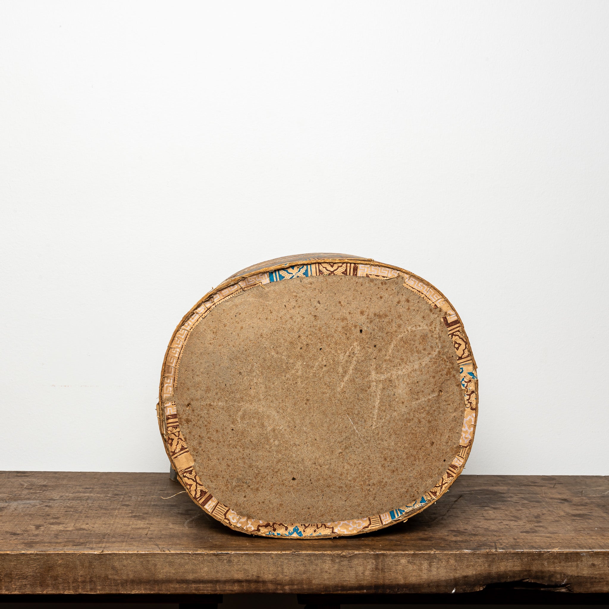 19th-Century Wallpaper-Covered Box, Geometric