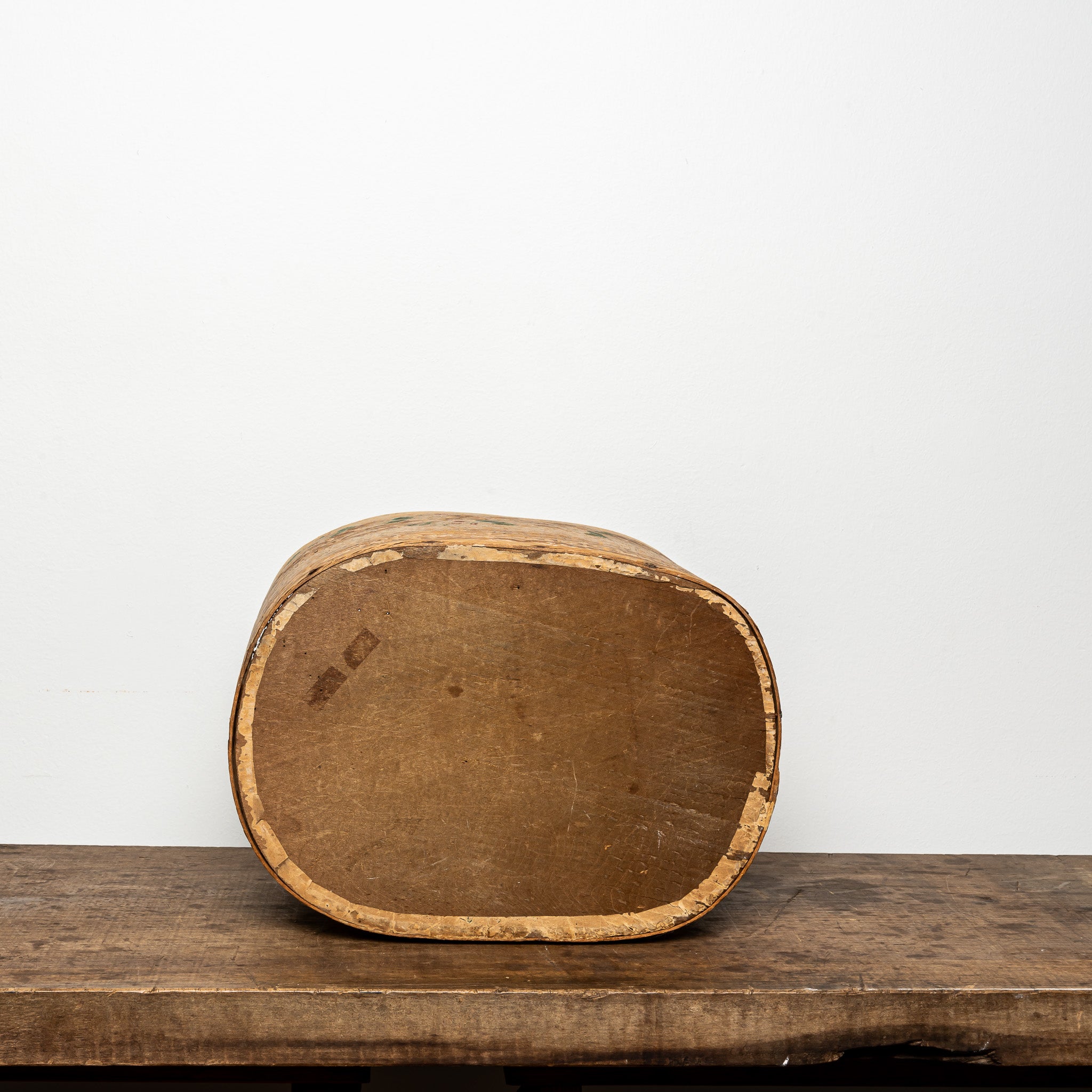 19th-Century Wallpaper-Covered Box, Tan Floral