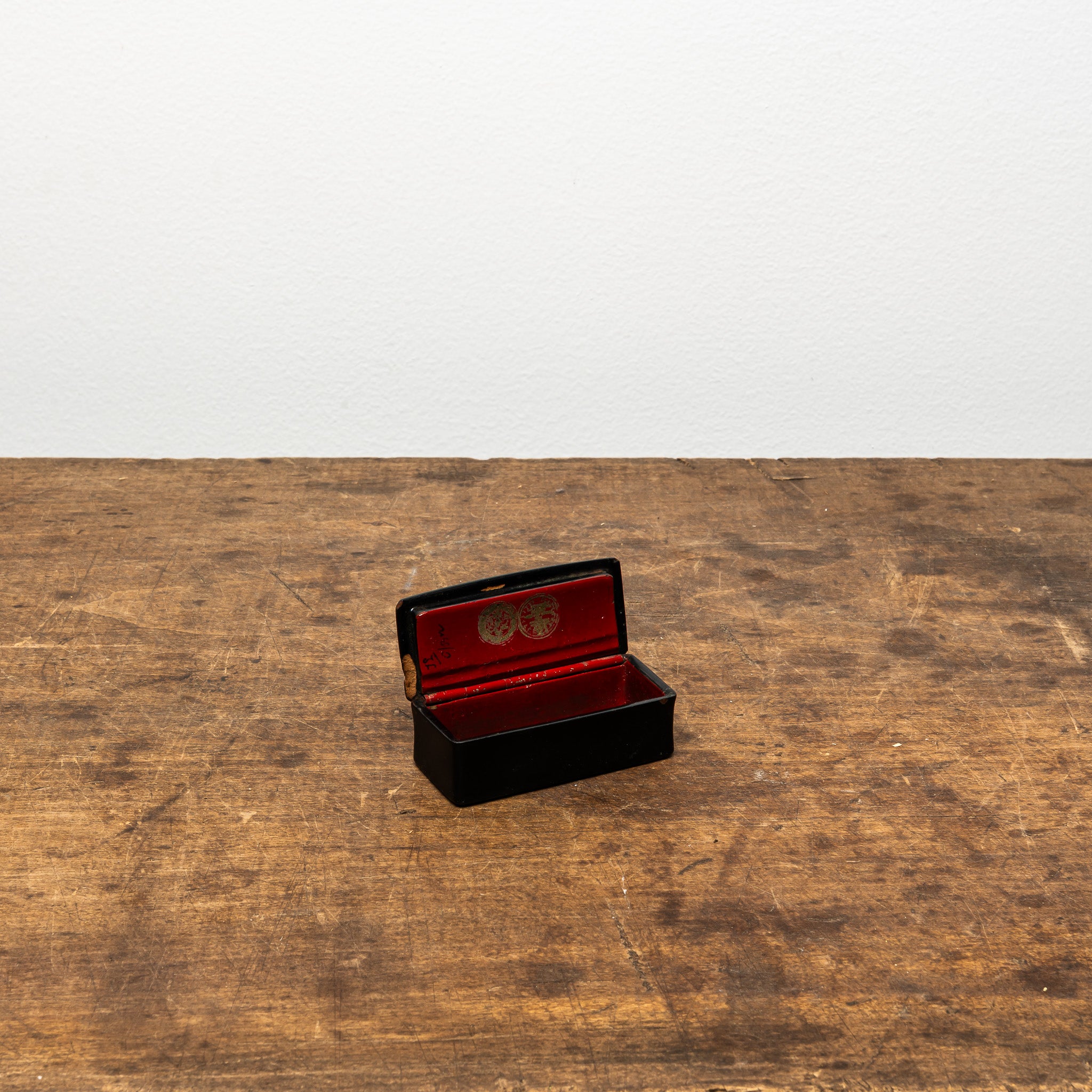 19th-Century Russian Miniature Painted Lacquer Stamp Box