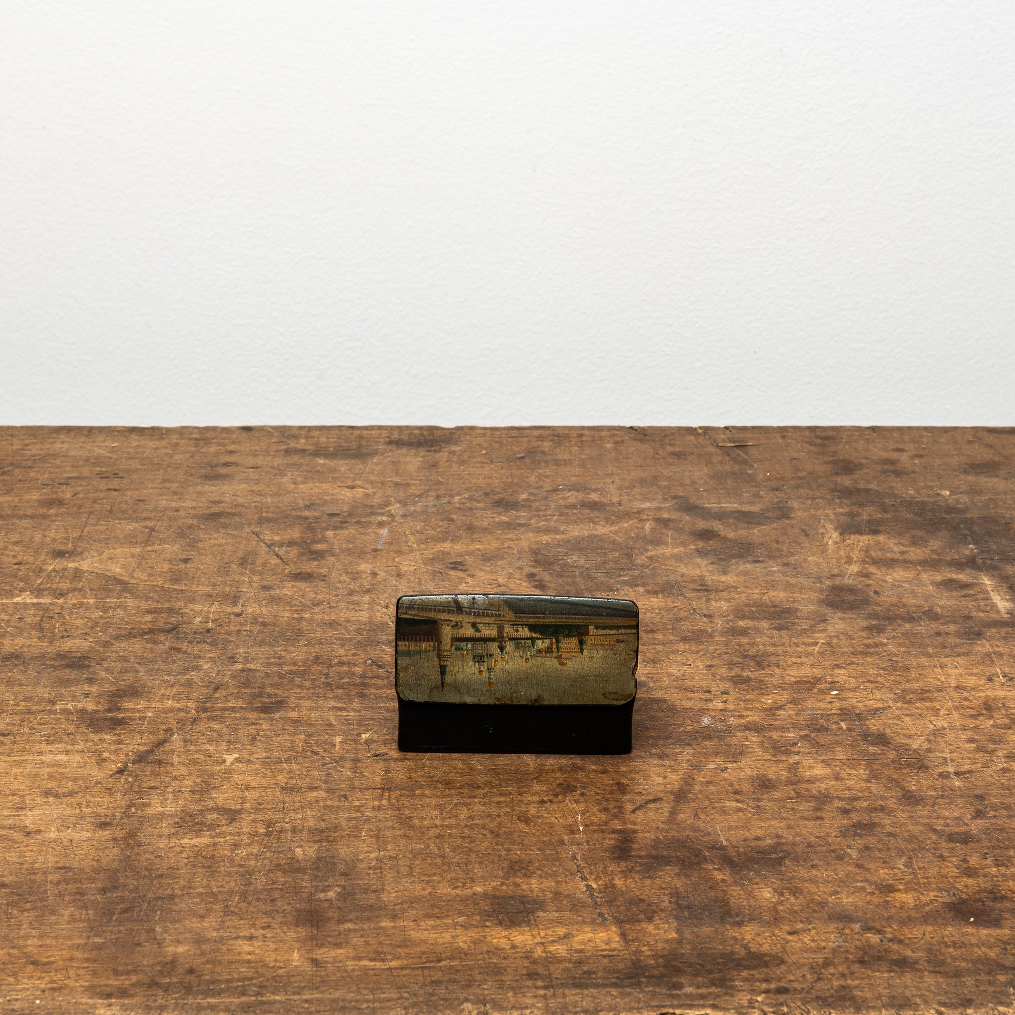 19th-Century Russian Miniature Painted Lacquer Stamp Box