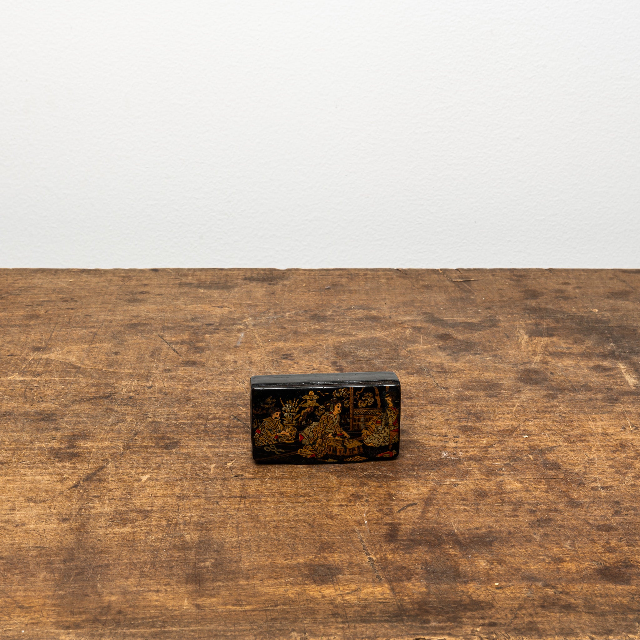 19th Century French Papier-Mâché Snuff Box, Rectangular Antique Box