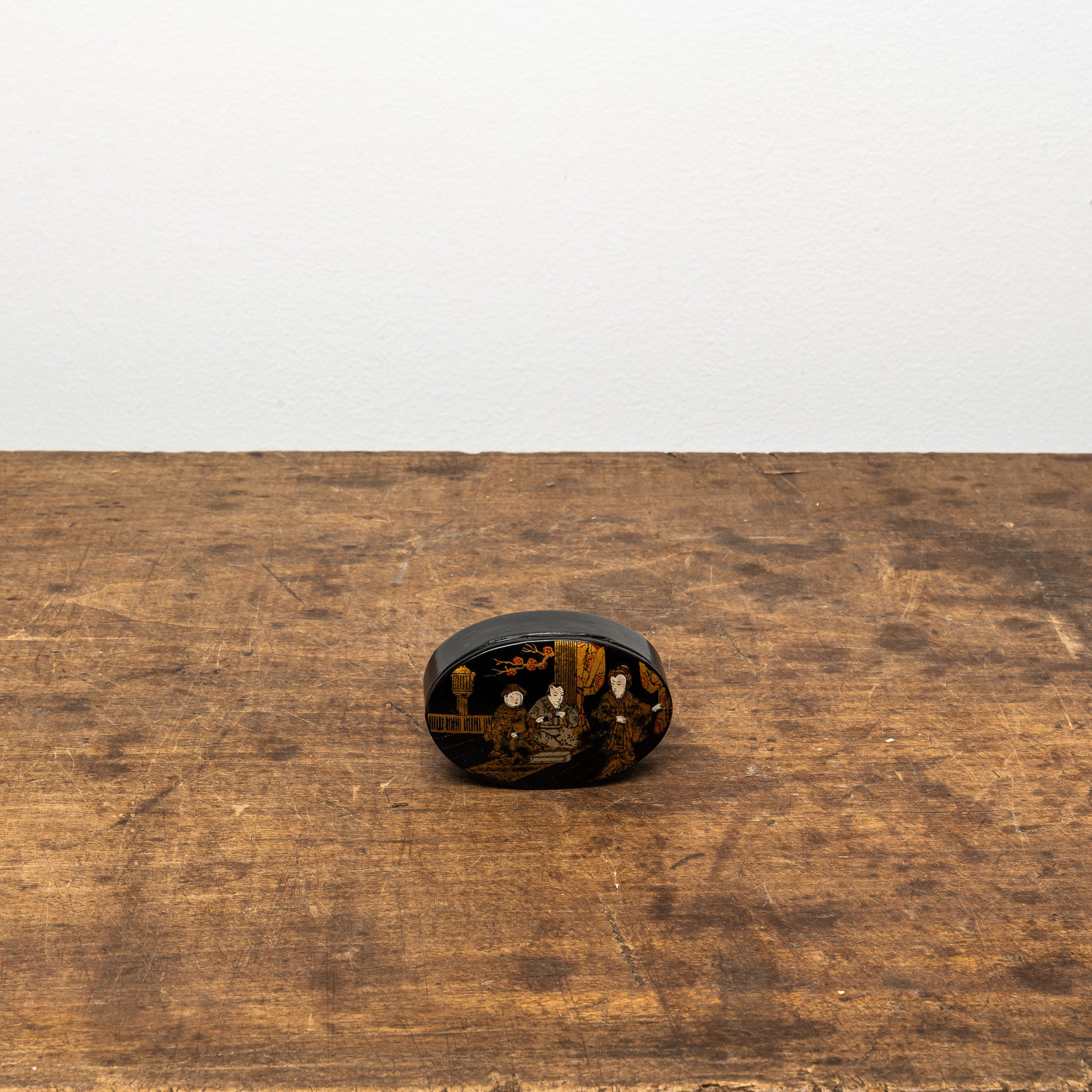 19th Century French Papier-Mâché Snuff Box, Antique Decorative Box