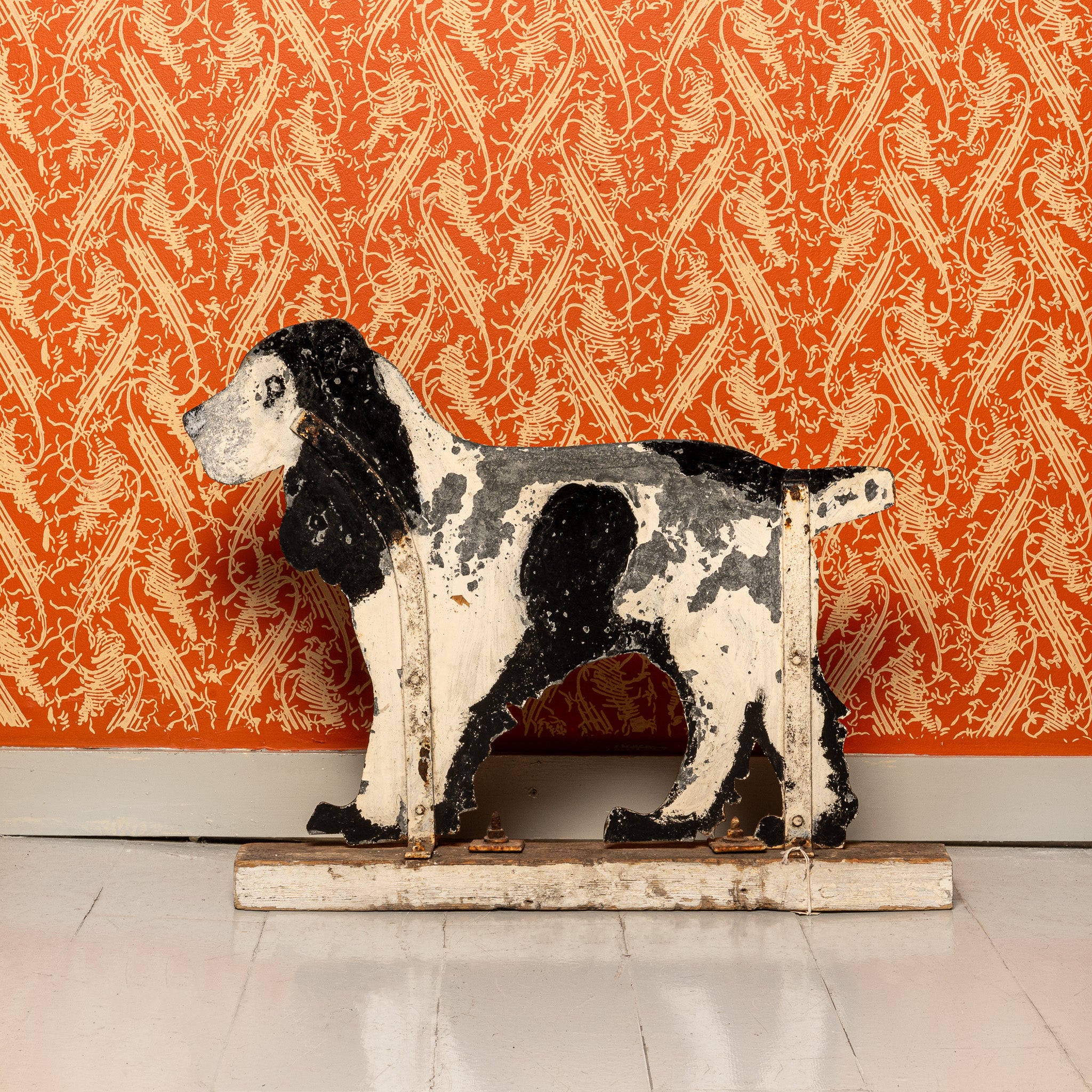 Early 20th century painted metal folk art dog