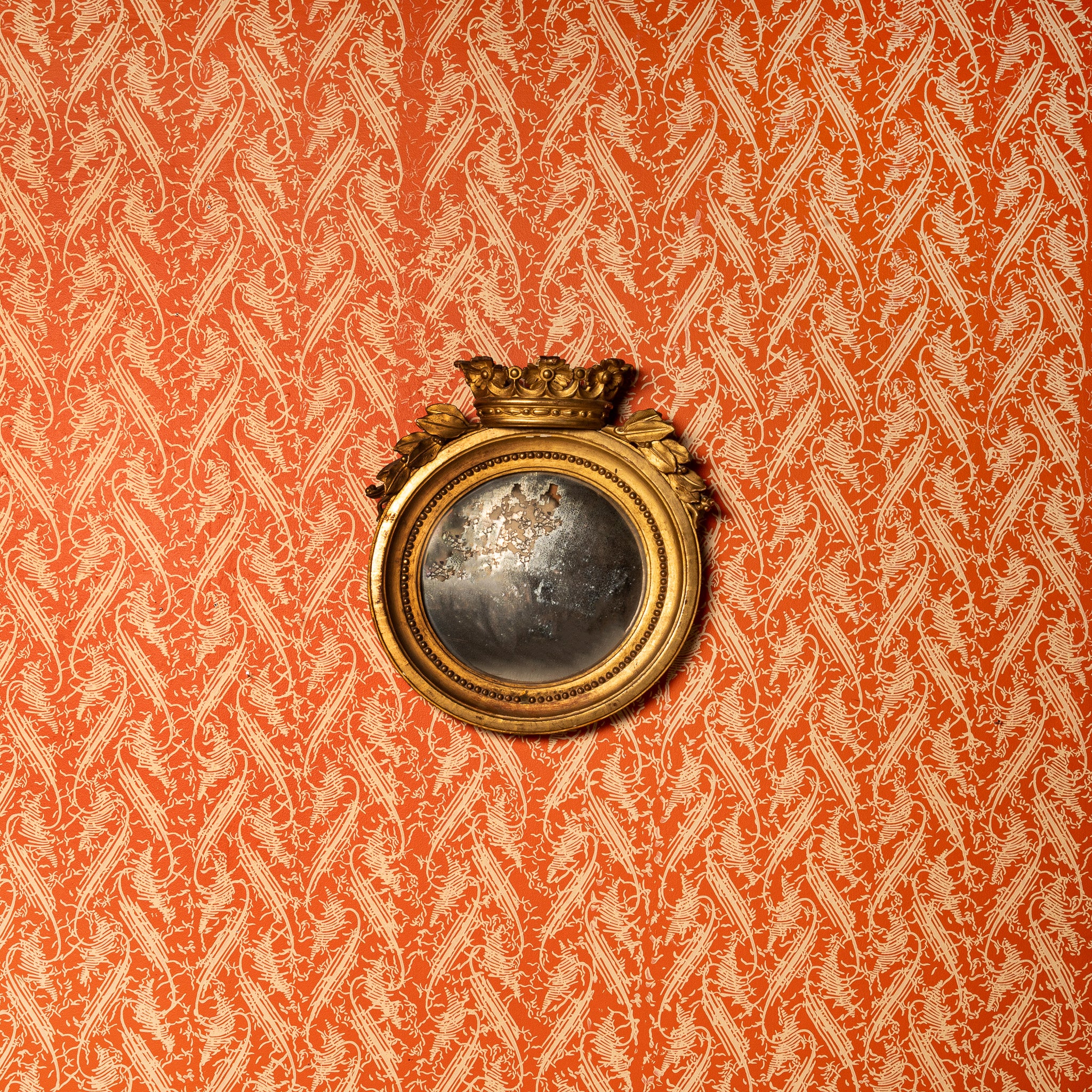 19th century Swedish crowned convex mirror