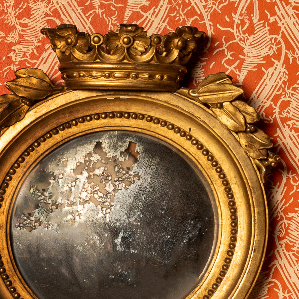 19th century Swedish crowned convex mirror