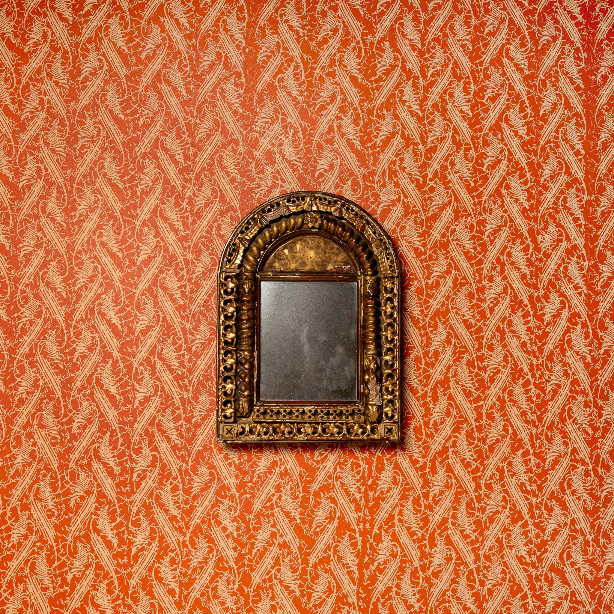 Russian gilt and lacquer mirror, 19th century