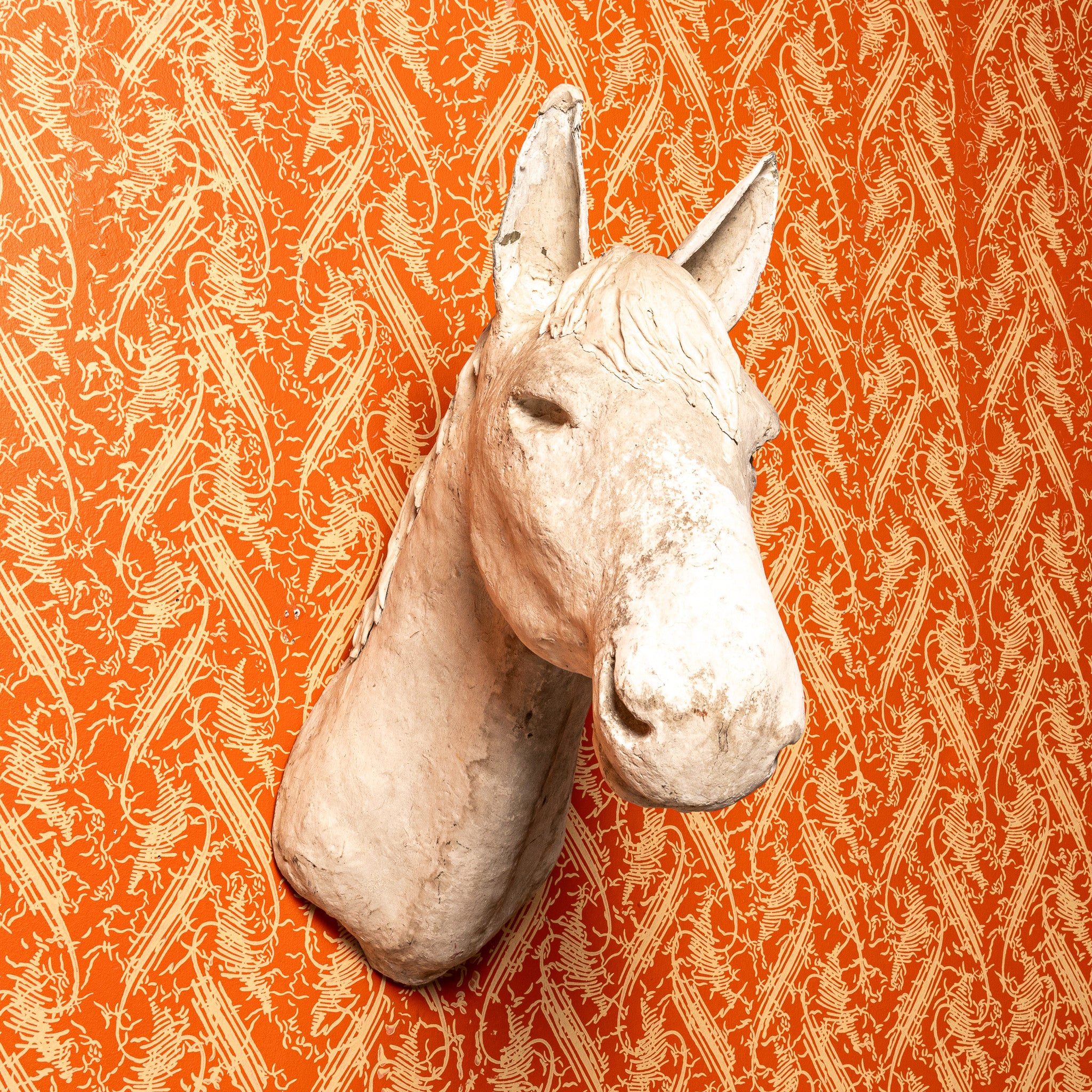 Life-sized plaster horse bust, 19th century sculpture
