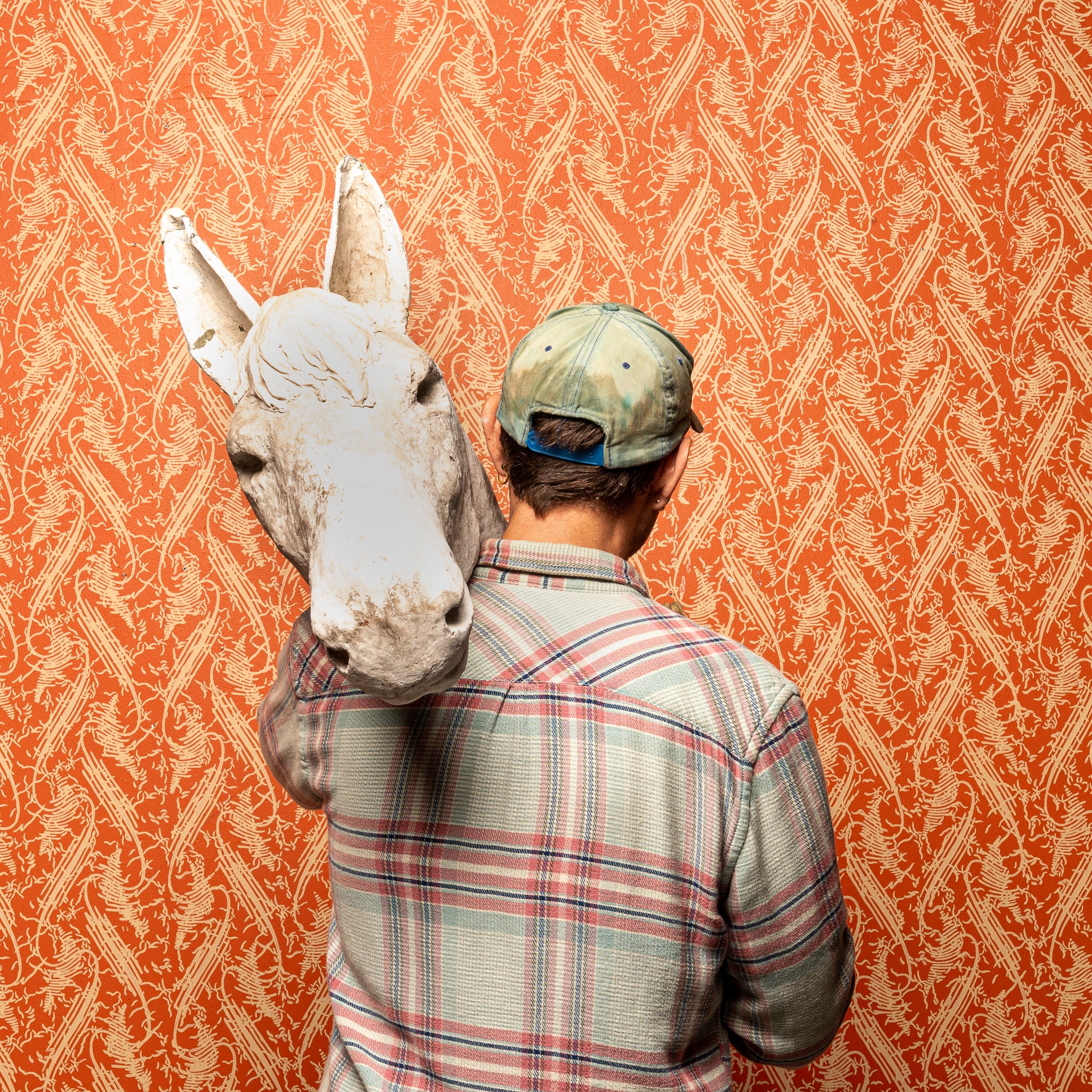 Life-sized plaster horse bust, 19th century sculpture