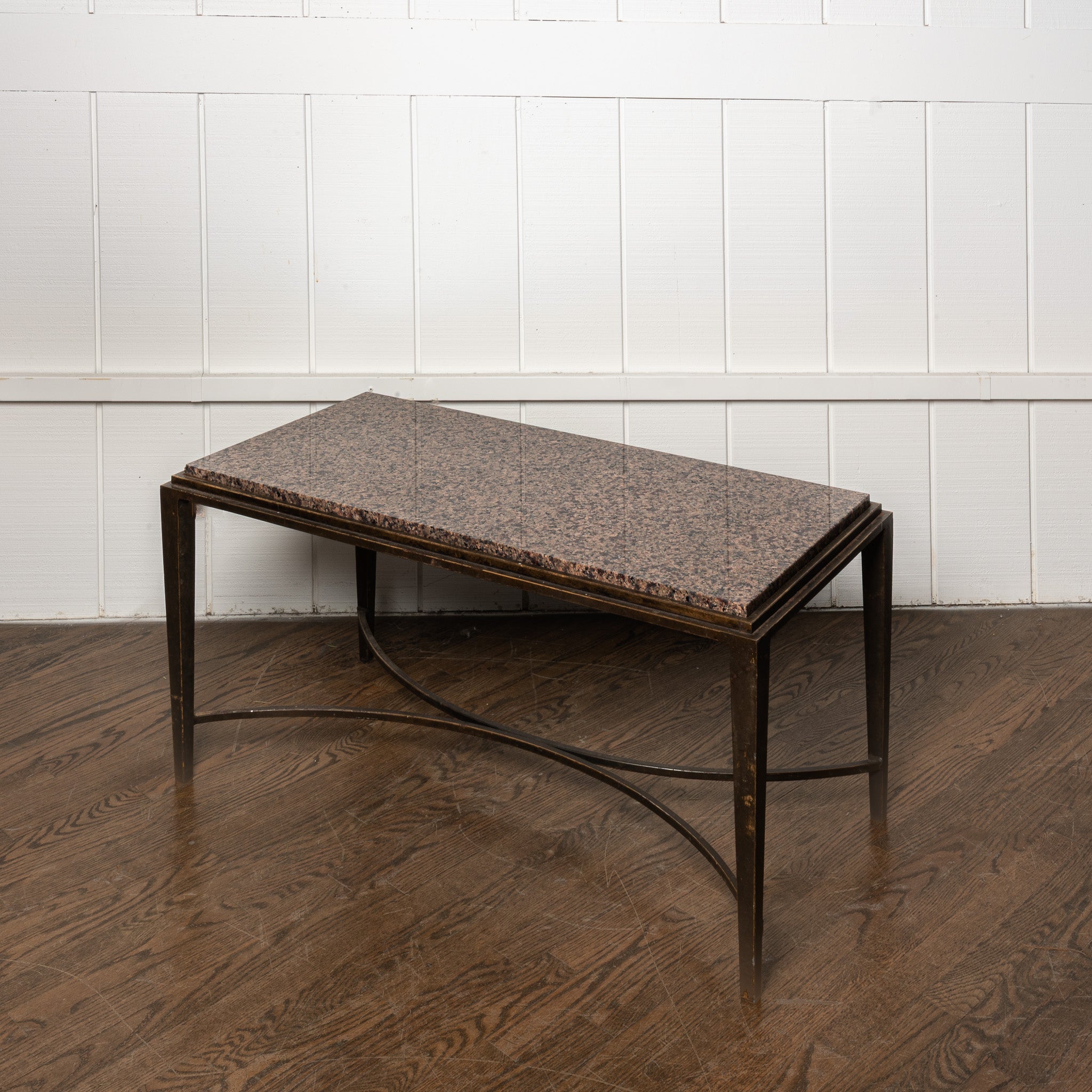 Early 20th century French Art Deco bronze and stone coffe table