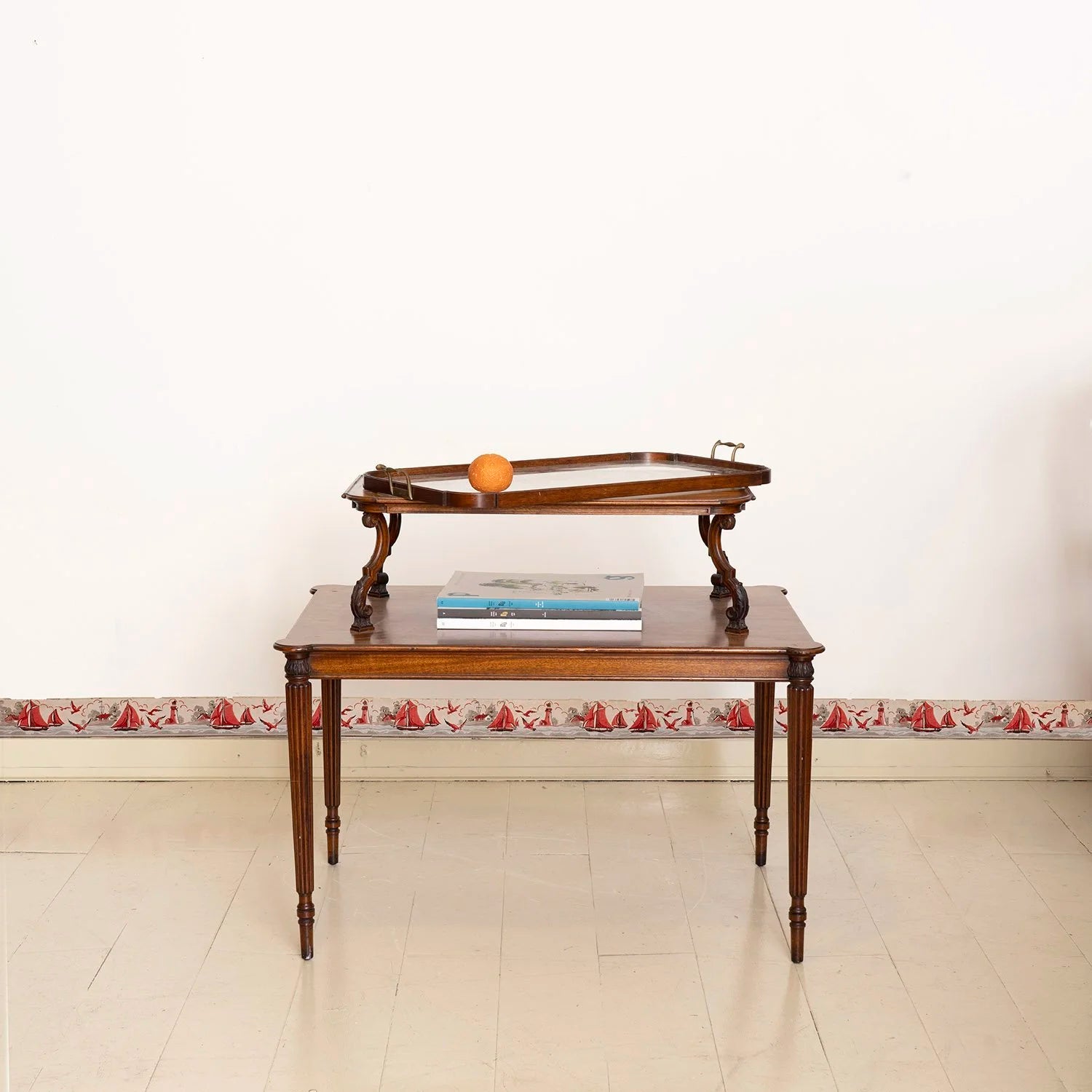 EDWARDIAN TEA TABLE WITH REMOVABLE TRAY TOP
