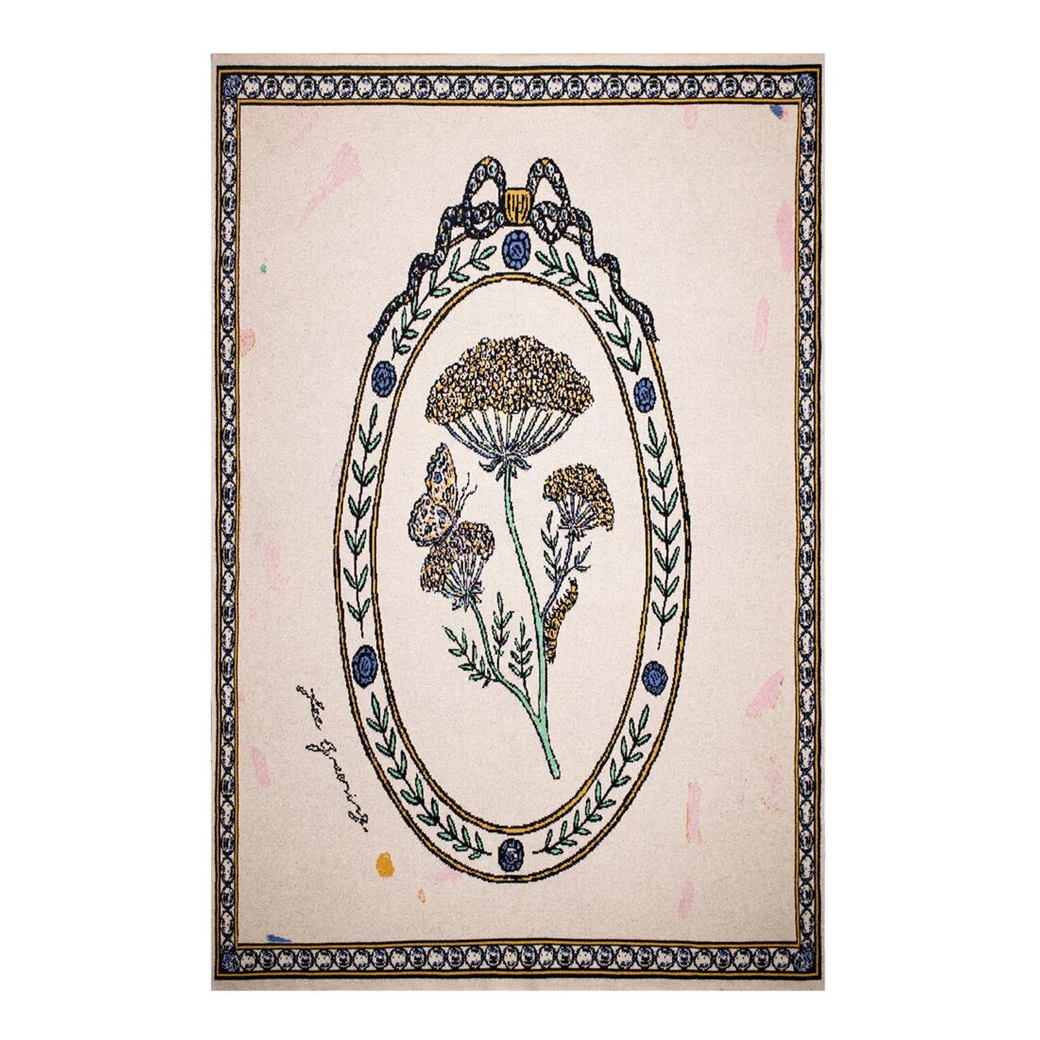FEE GREENING - RIBBON FRAMED BOTANICAL Cashmere Blanket