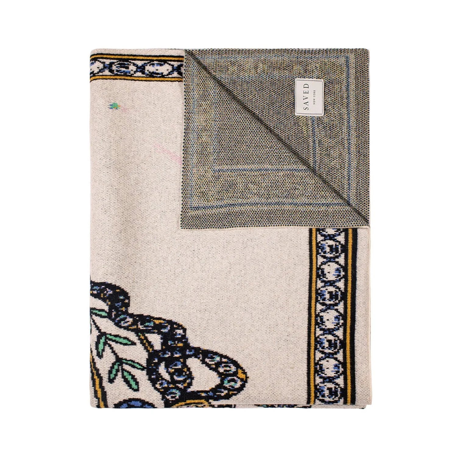 FEE GREENING - RIBBON FRAMED BOTANICAL Cashmere Blanket