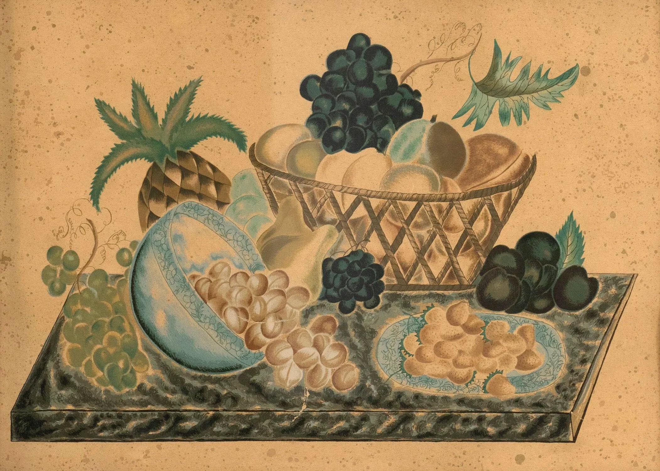 FOLK ART STILL LIFE OF FRUIT