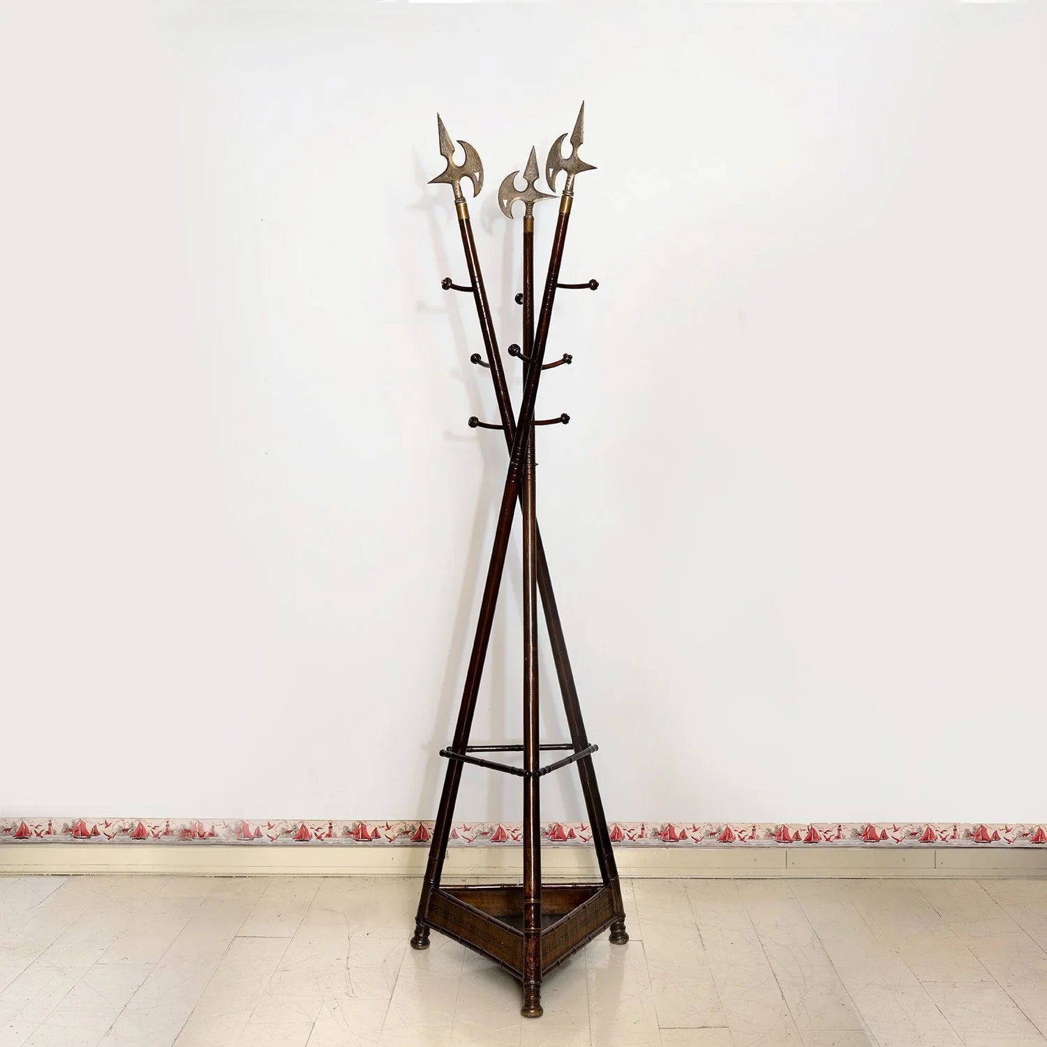 FRENCH FAUX BAMBOO PIKE FORM PORTE MANTEAU