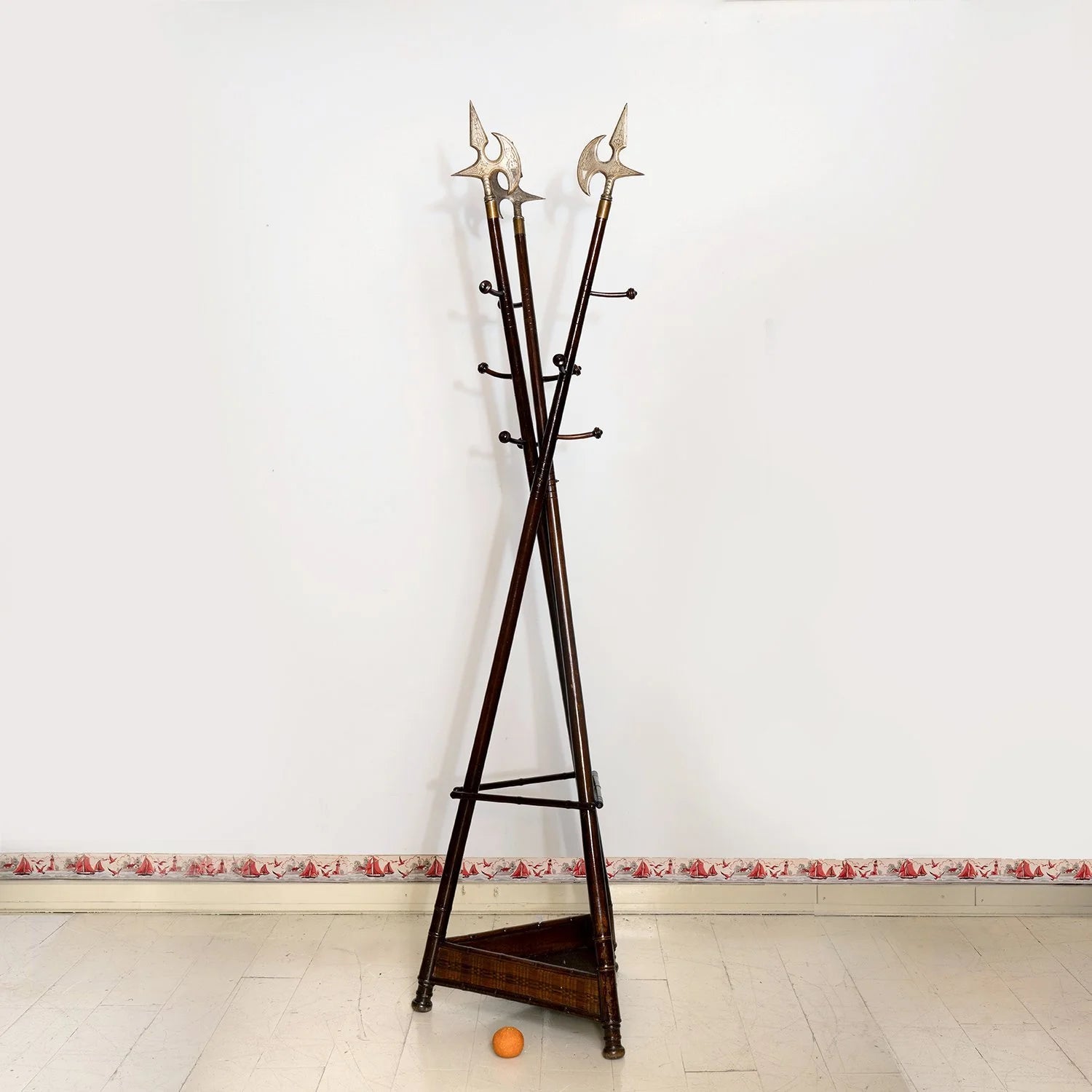 FRENCH FAUX BAMBOO PIKE FORM PORTE MANTEAU