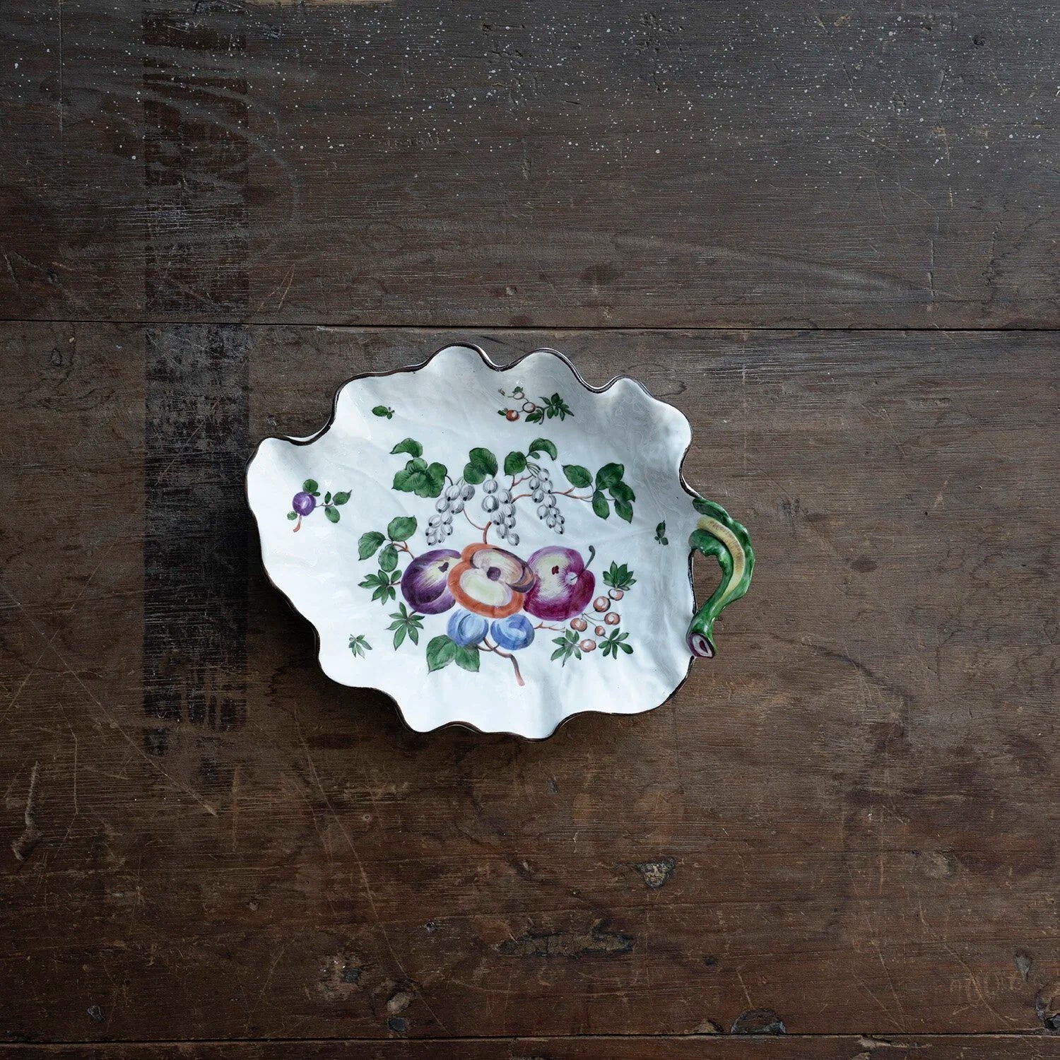 FRENCH HAND PAINTED LEAF FORM DISH
