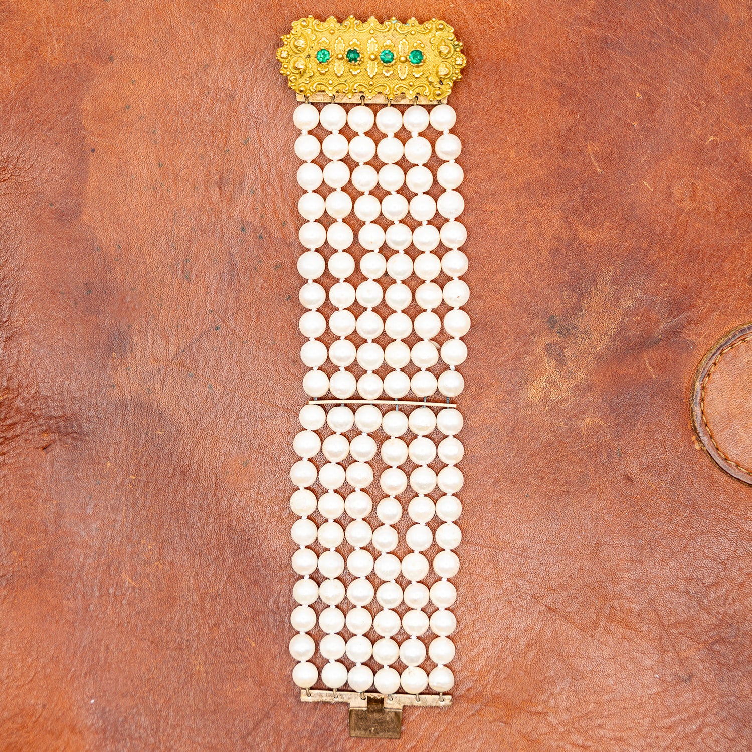 Georgian Pinchbeck Gold & Pearl Bracelet