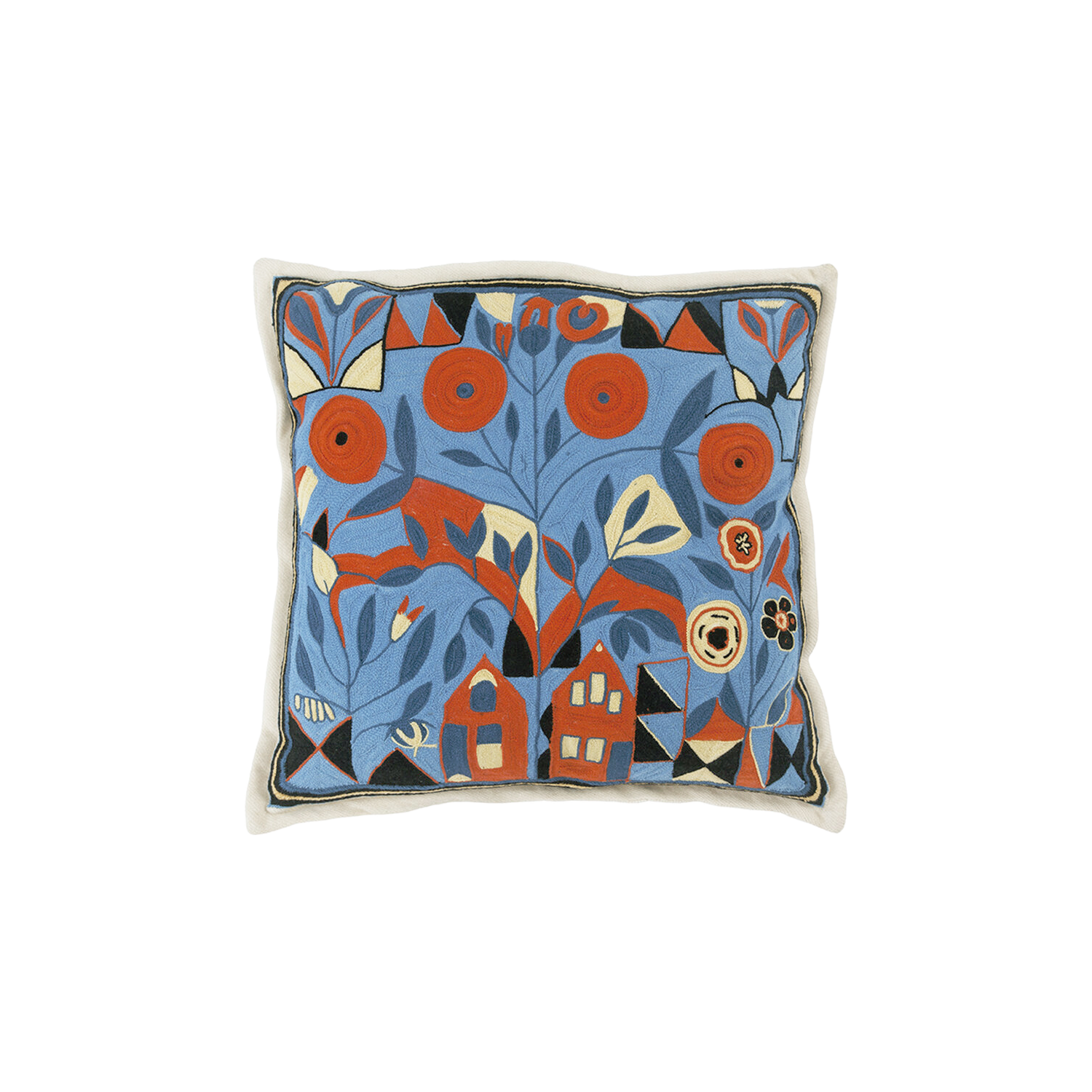 Home-Sweet-Home Hand Embroidered Cashmere Pillow