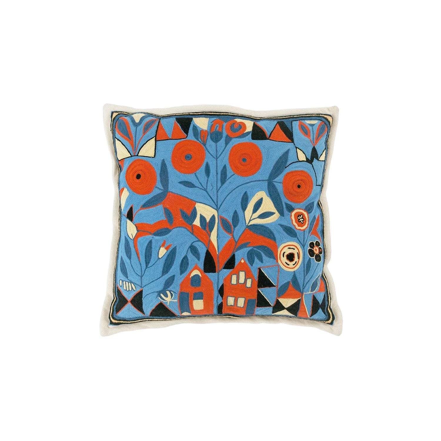 "HOME-SWEET-HOME" Hand Embroidered Cashmere Pillow