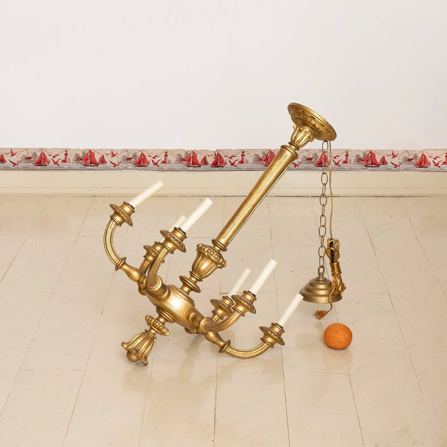 ITALIAN CARVED GILT WOOD CHANDELIER