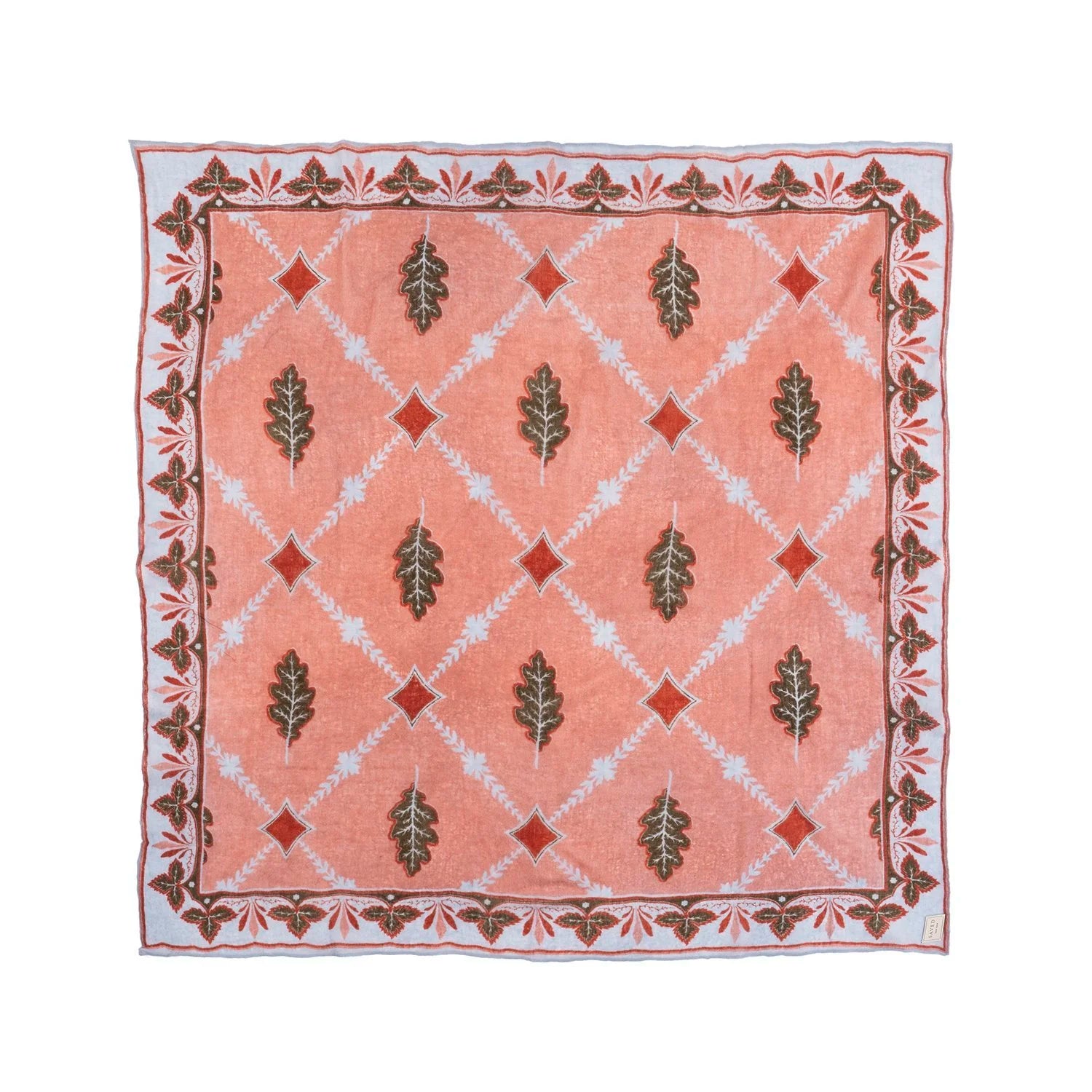 SAVED NY x Lukas The Illustrator "Oak Leaf Trellis" cashmere scarf