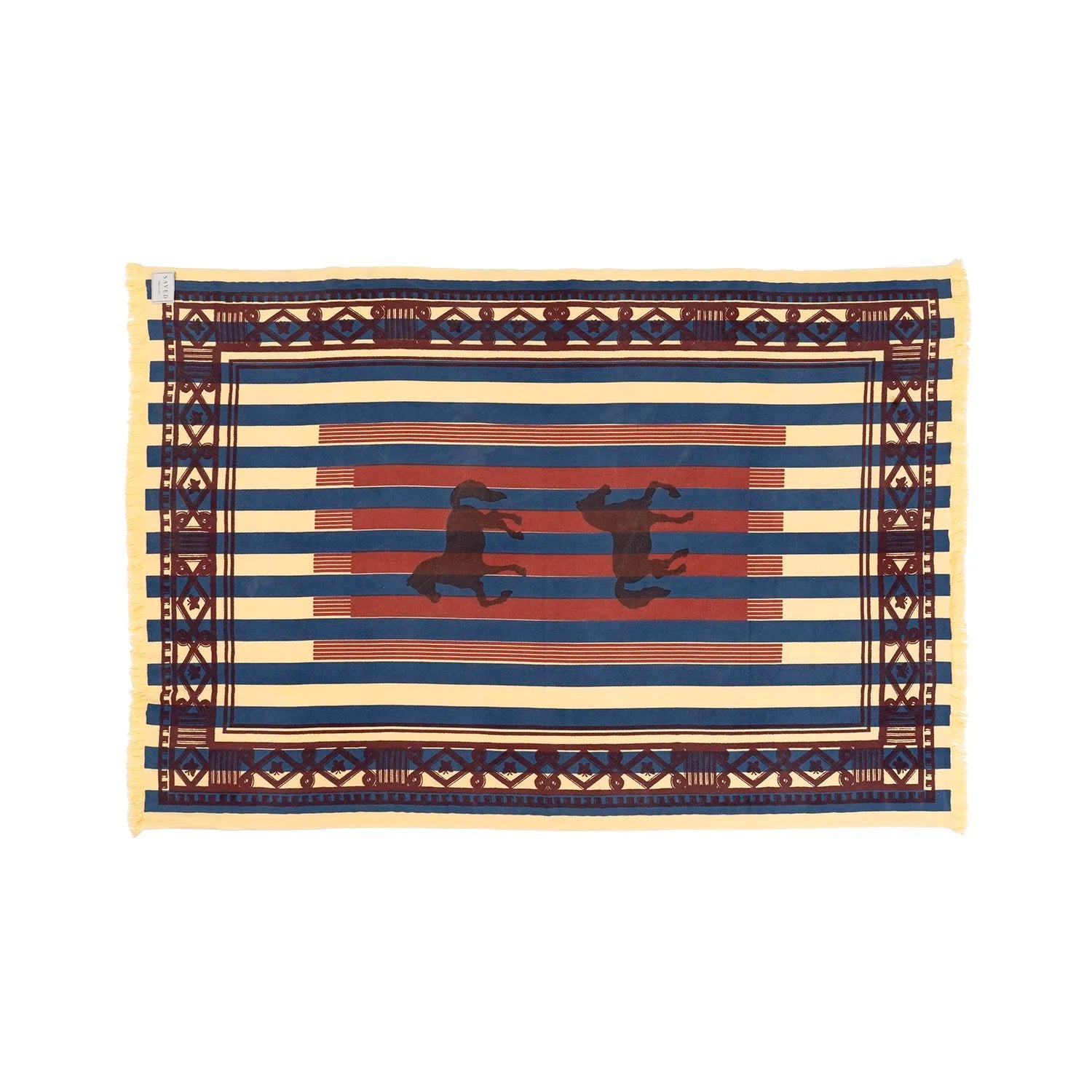 SAVED NY x Lukas the Illustrator "Gallopers" Woven Cashmere Throw