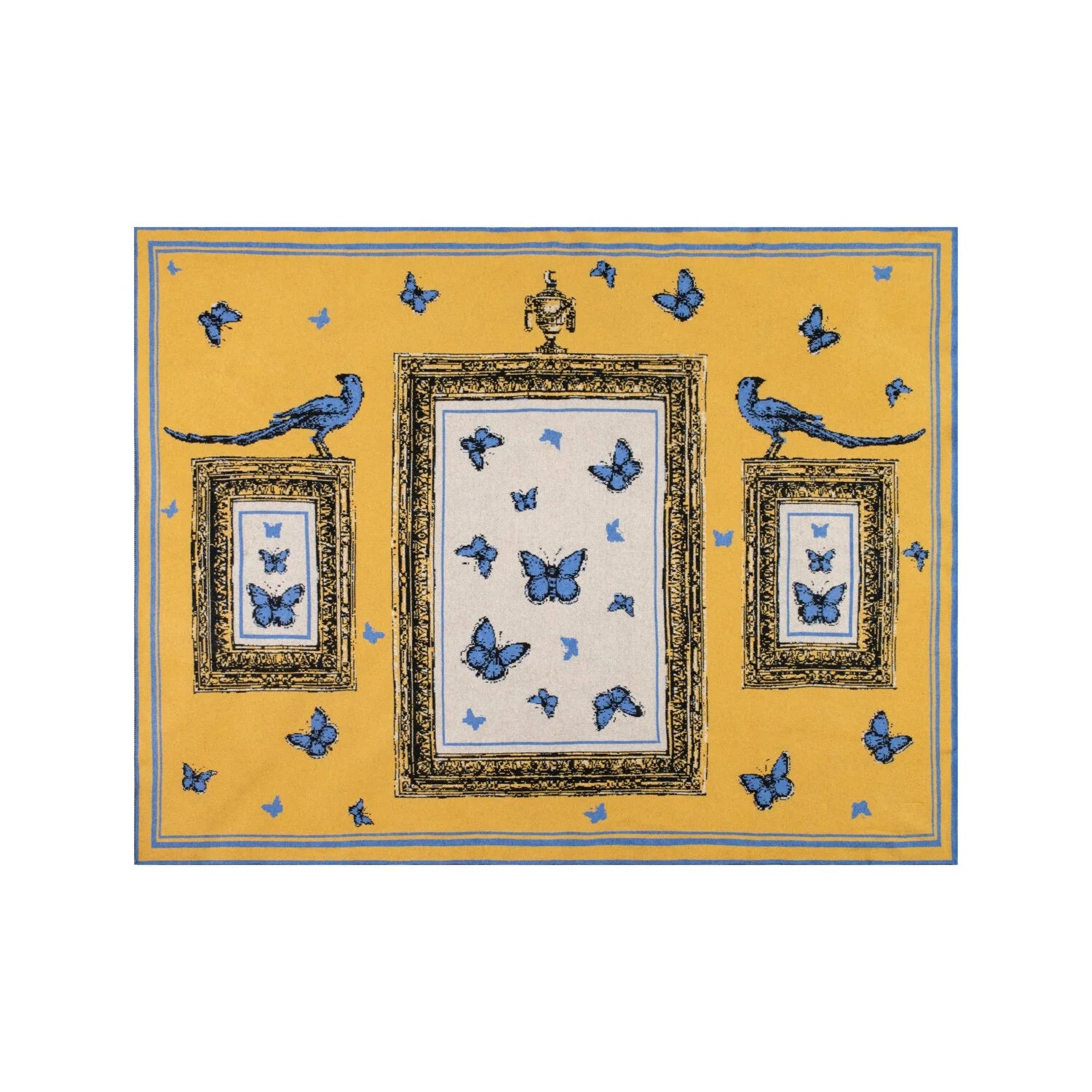 SAVED NY x LUKAS THE ILLUSTRATOR "MAGPIES AND BUTTERFLIES" Cashmere Blanket