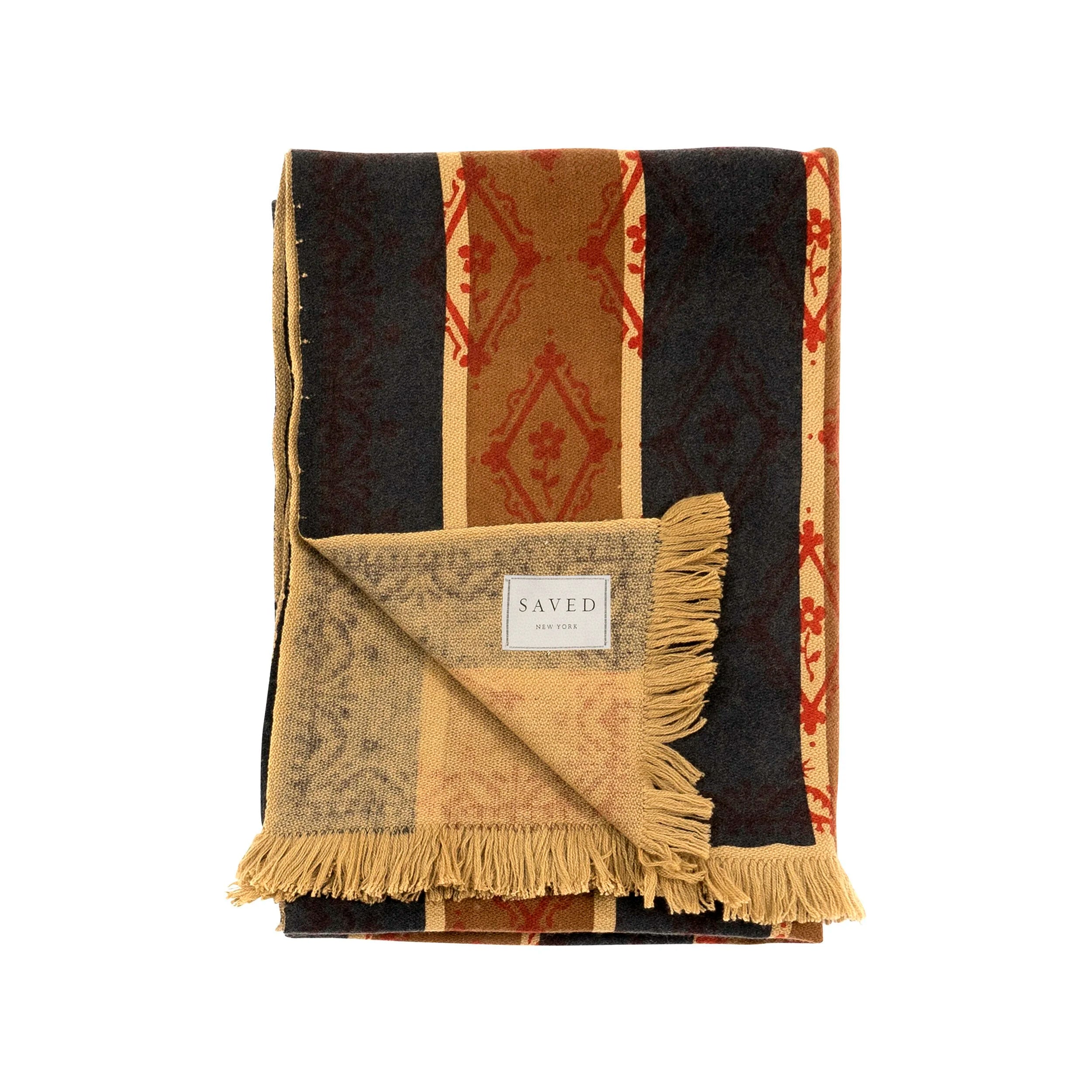 SAVED NY x Lukas the Illustrator "Wallpaper Stripe" Woven Cashmere Throw