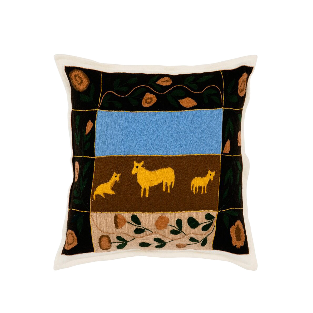 Lamb Hand-Embroidered Cashmere Pillow