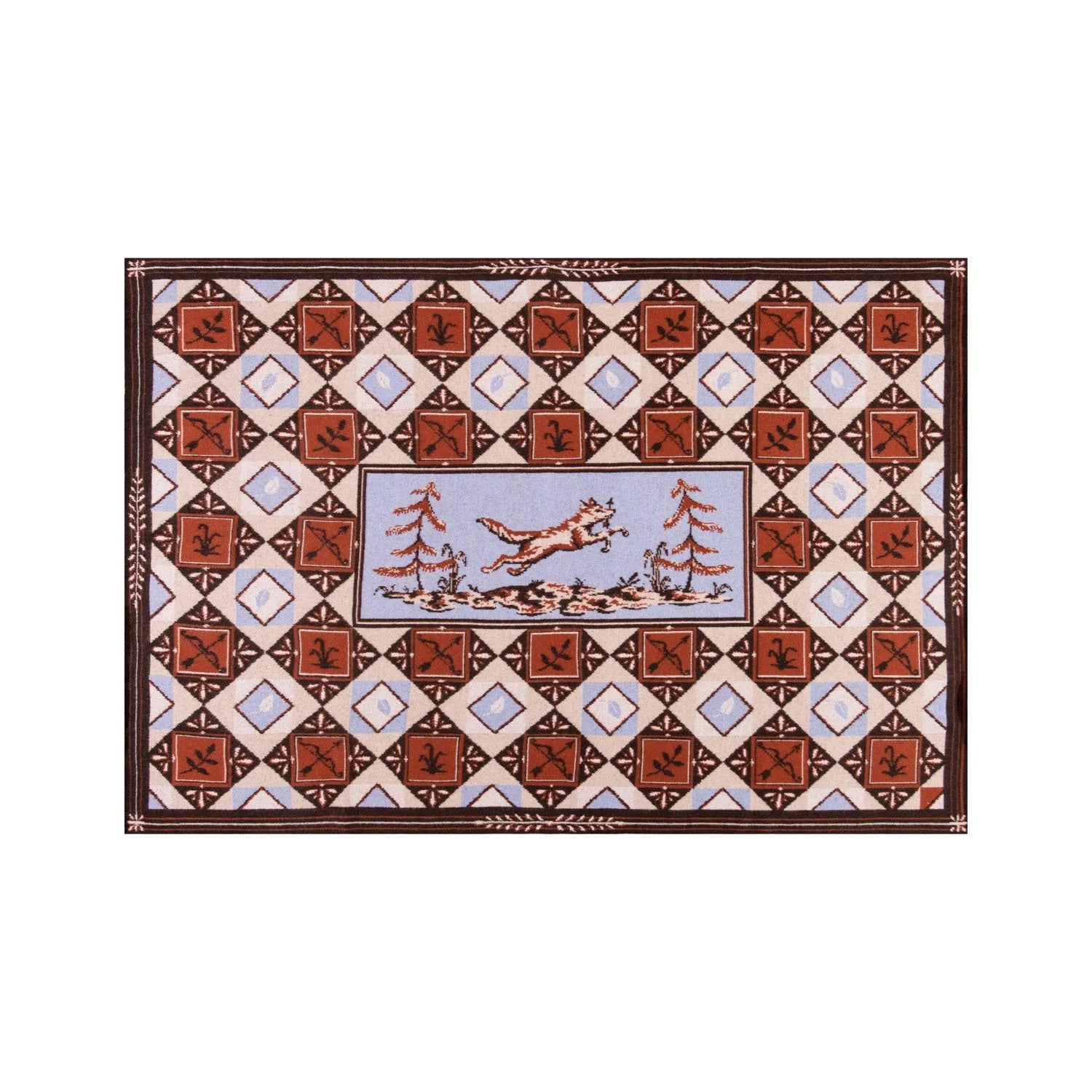 SAVED NY x Lukas the Illustrator "Leaping Fox" cashmere blanket