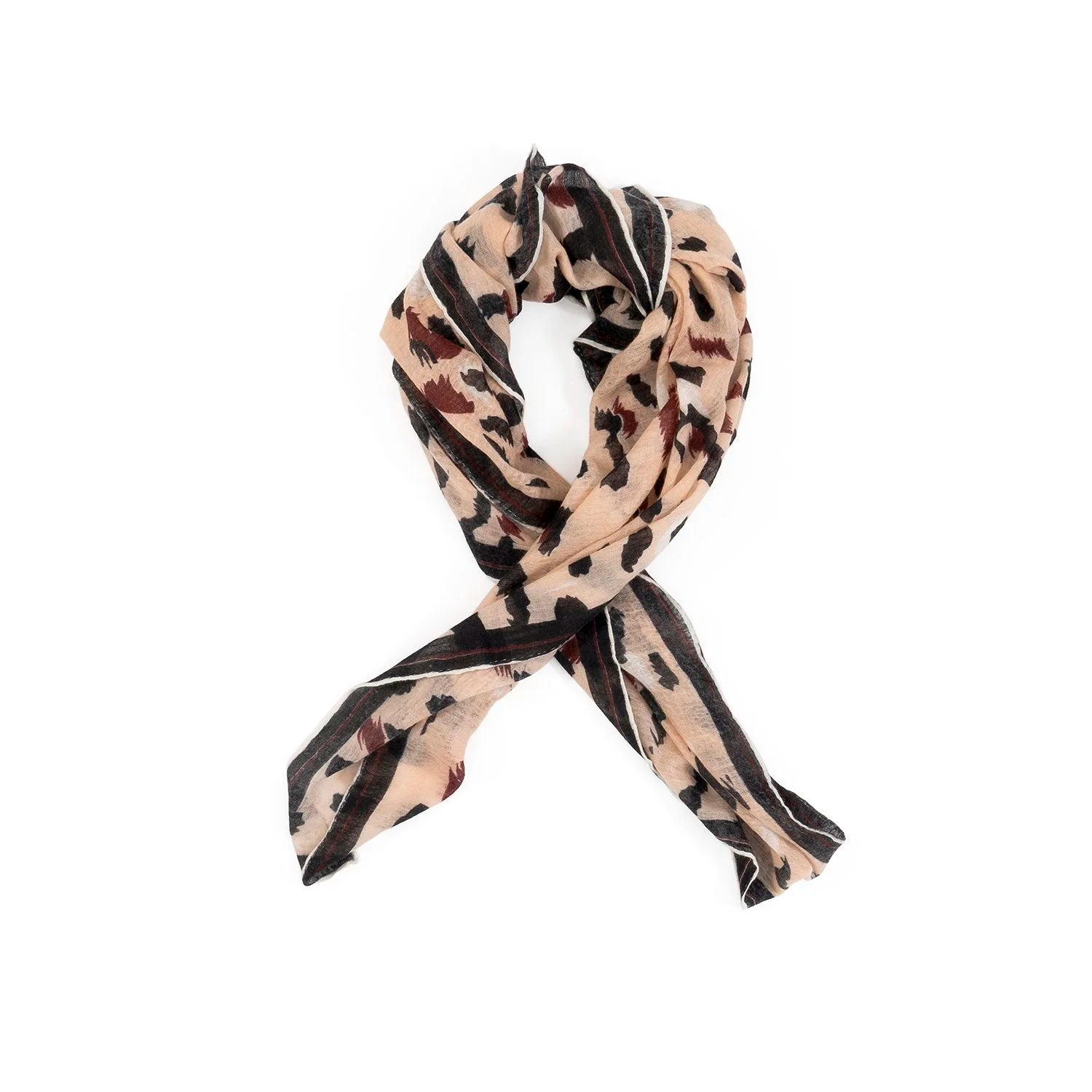 BLACK TRIM LEOPARD SCARF