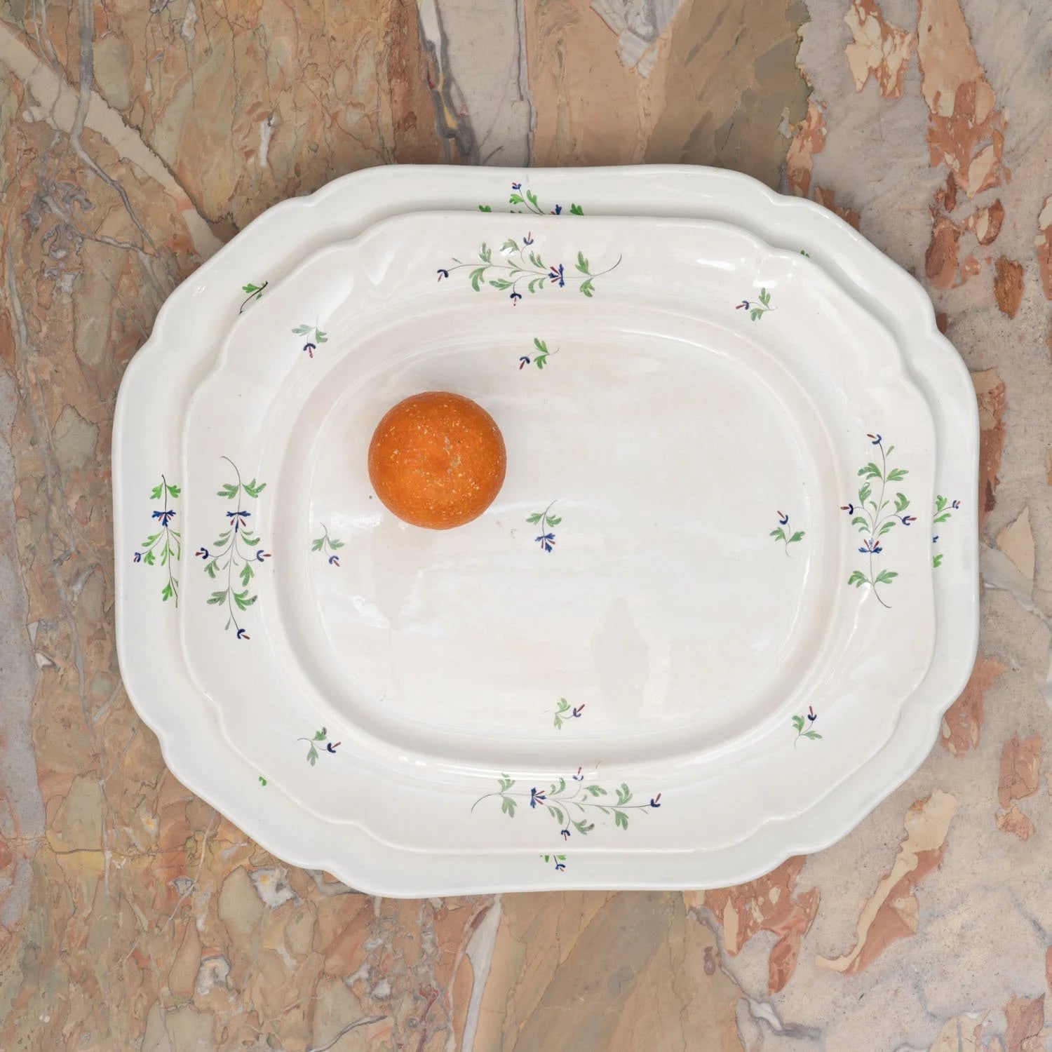 ANTIQUE PAIR OF HAND PAINTED PLATTERS