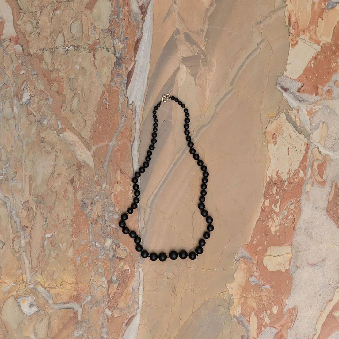 VICTORIAN ROSE BEADS MOURNING NECKLACE