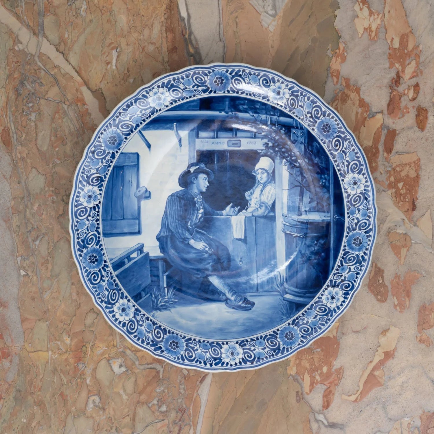 LARGE HAND PAINTED DELFT PLATTER