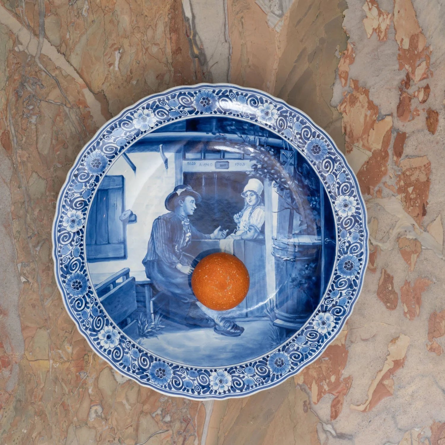 LARGE HAND PAINTED DELFT PLATTER