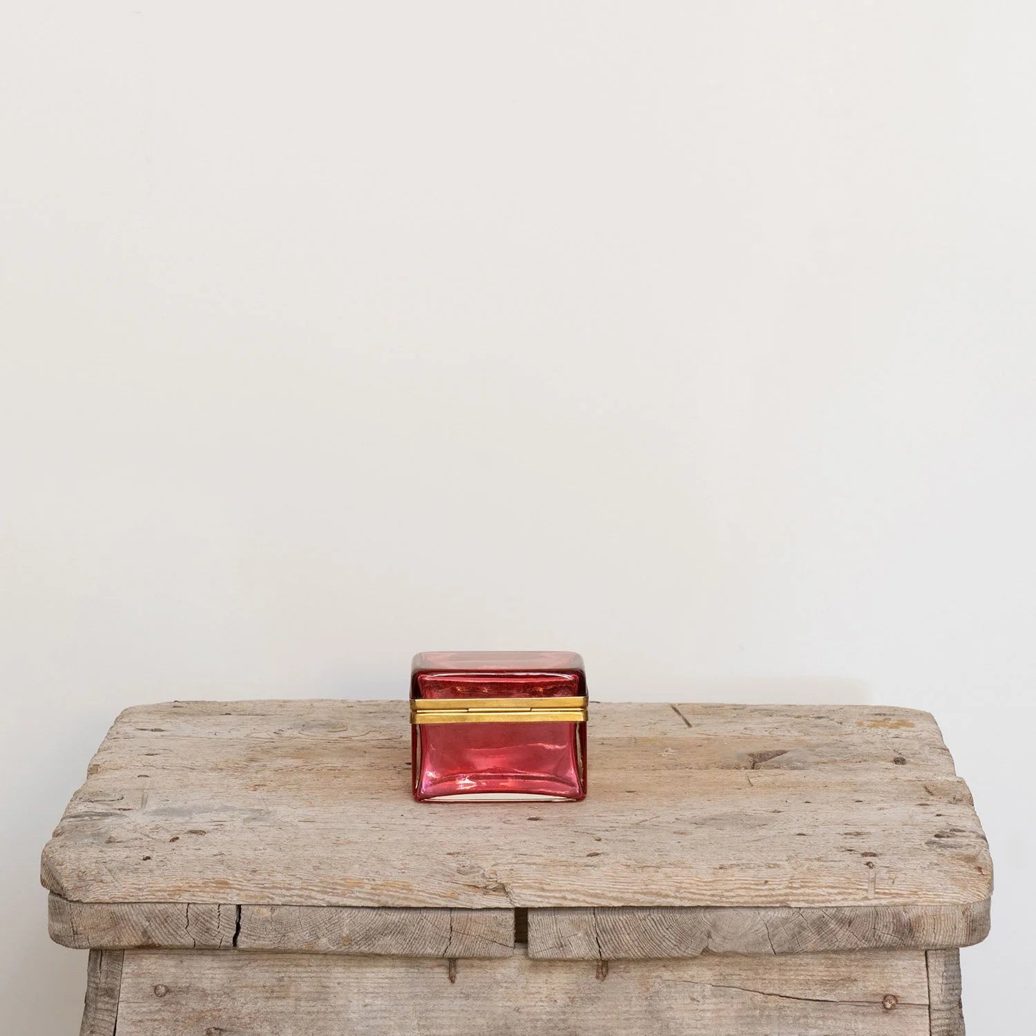 FRENCH CRANBERRY GLASS BOX