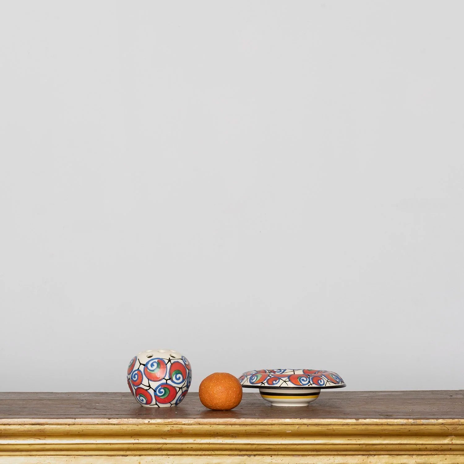 SECESSIONIST ART POTTERY CENTERPIECE WITH FROG