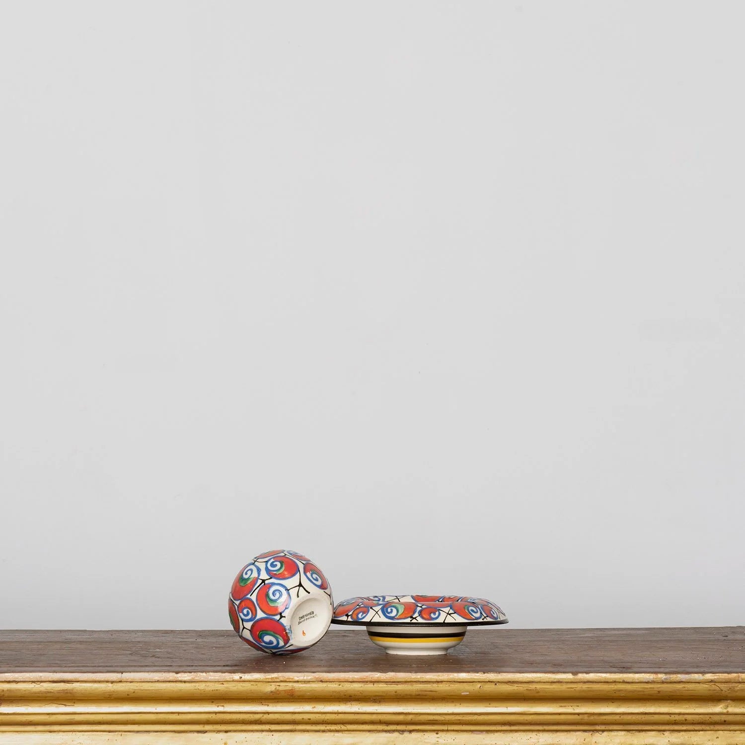 SECESSIONIST ART POTTERY CENTERPIECE WITH FROG