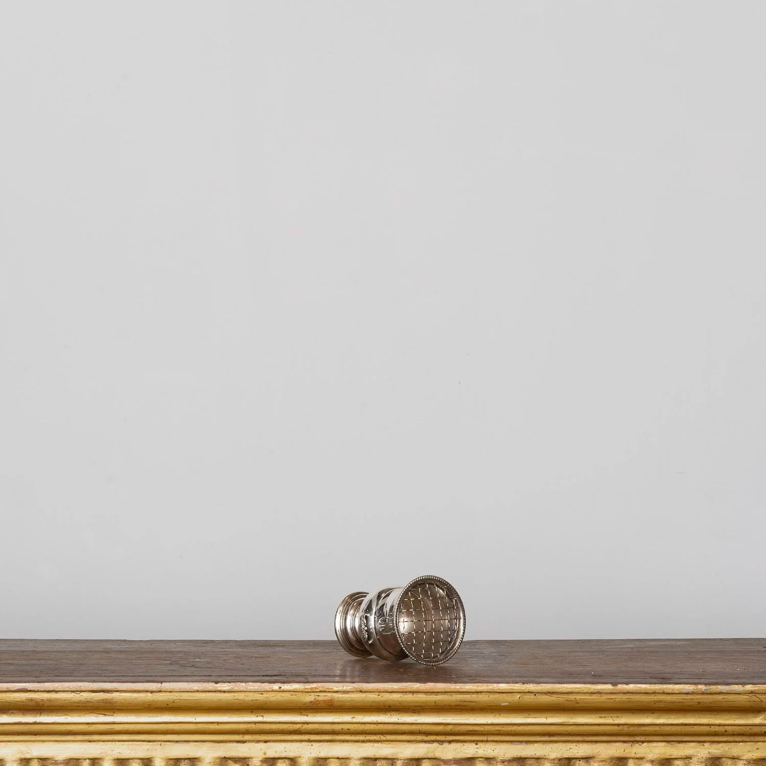 SILVER URN FORM VASE WITH FROG