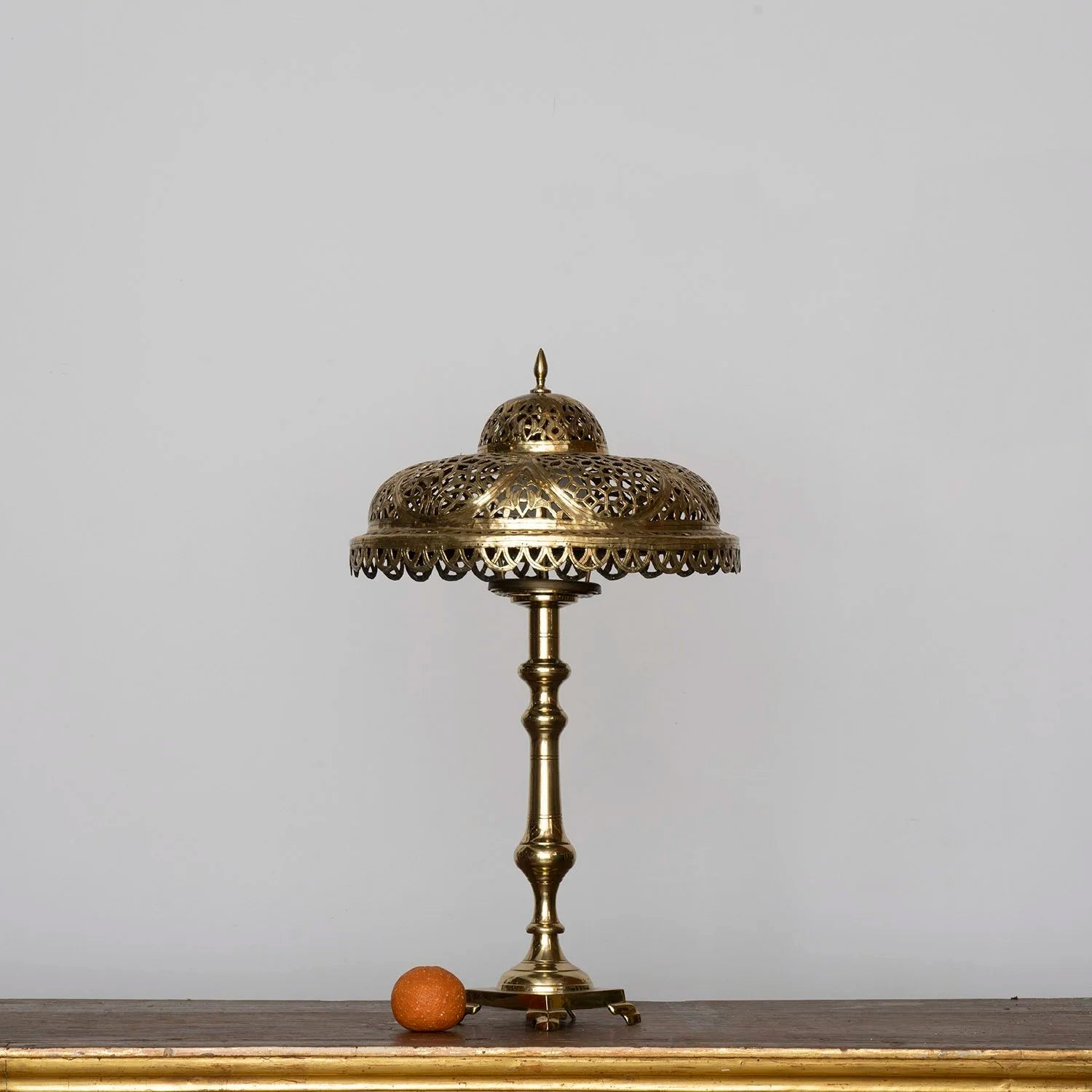 BRASS LAMP WITH PIERCED SHADE