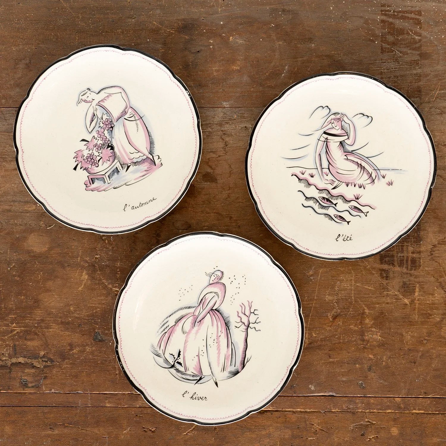 SET OF ART DECO PLATES: SUMMER, AUTUMN, WINTER