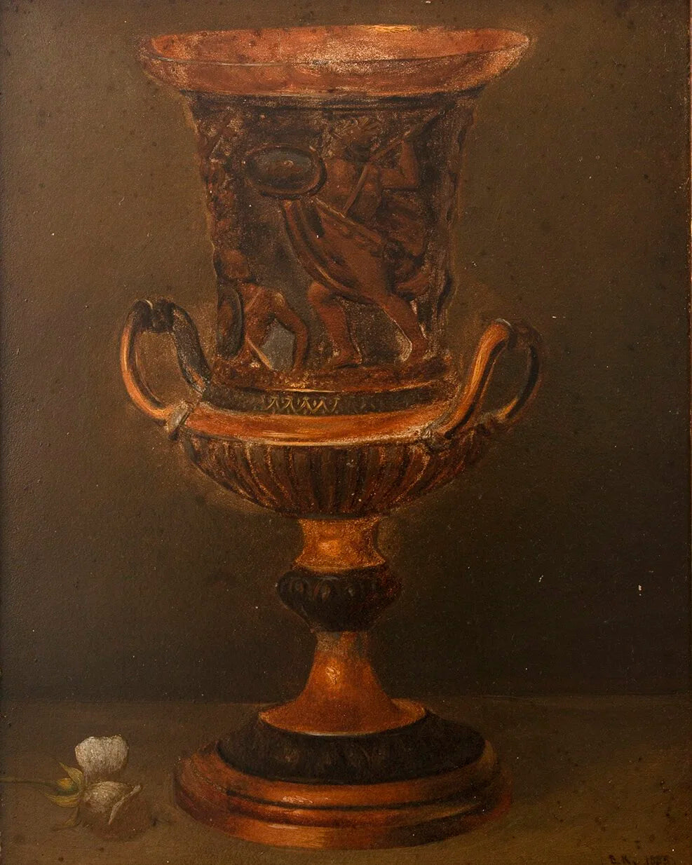 STILL LIFE OF URN AND ROSE