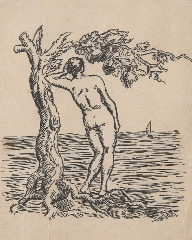NUDE YOUNG MAN BY THE SEA