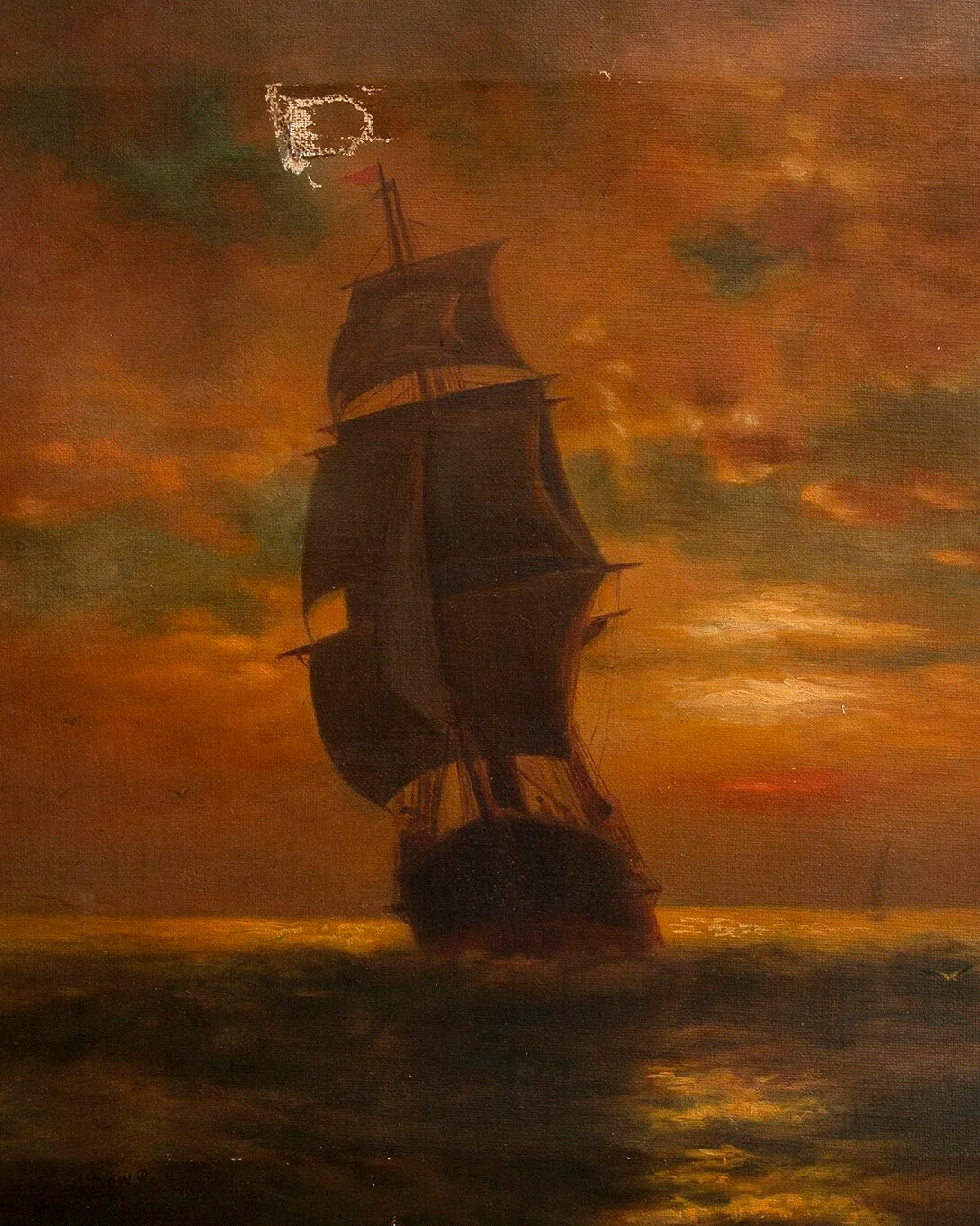 SHIPS AT SEA AT DUSK