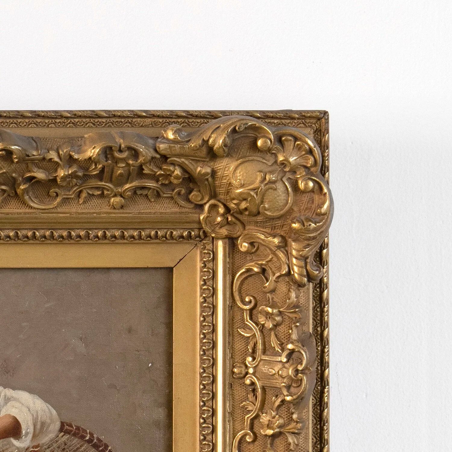 PAINTING OF A BOY WITH CHICKENS