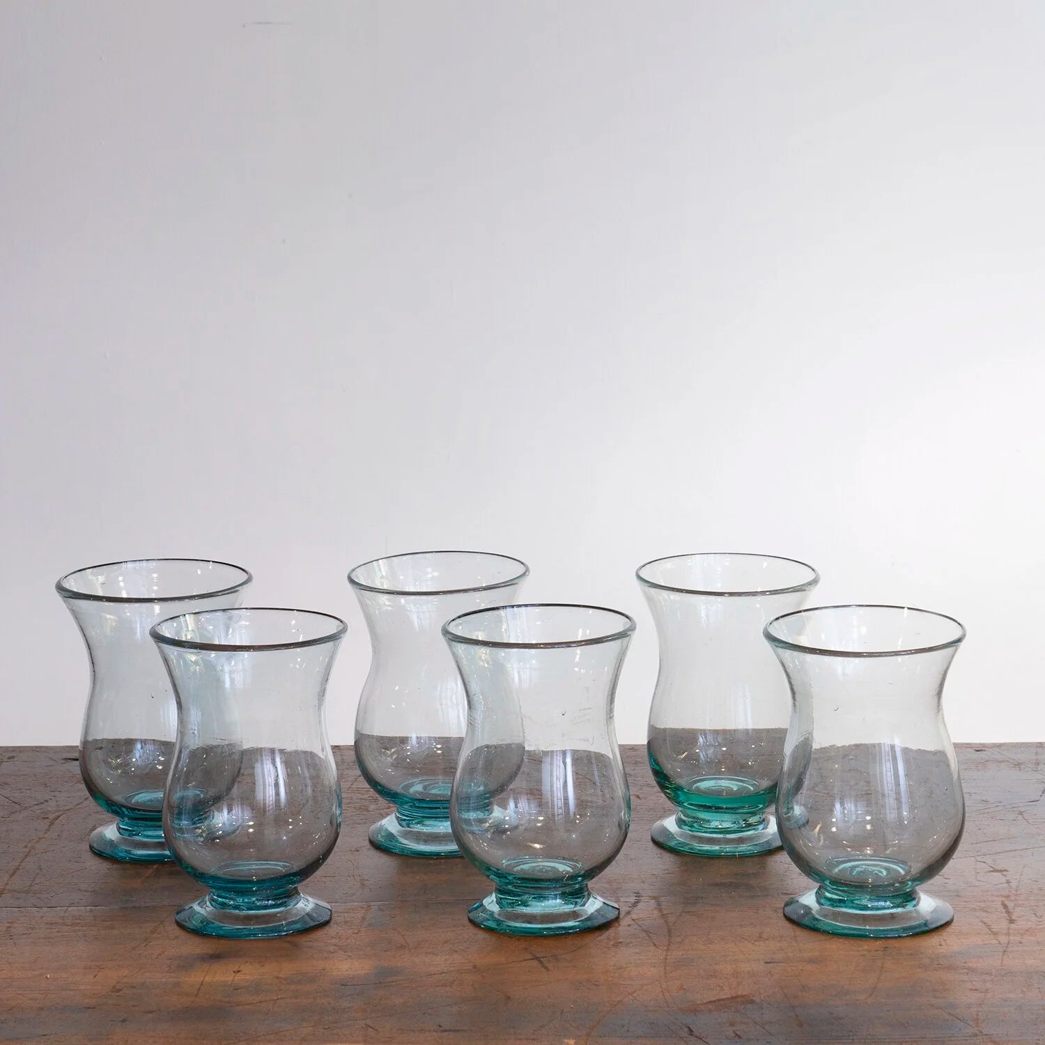 PAIR OF HAND-BLOWN HURRICANE LAMPS