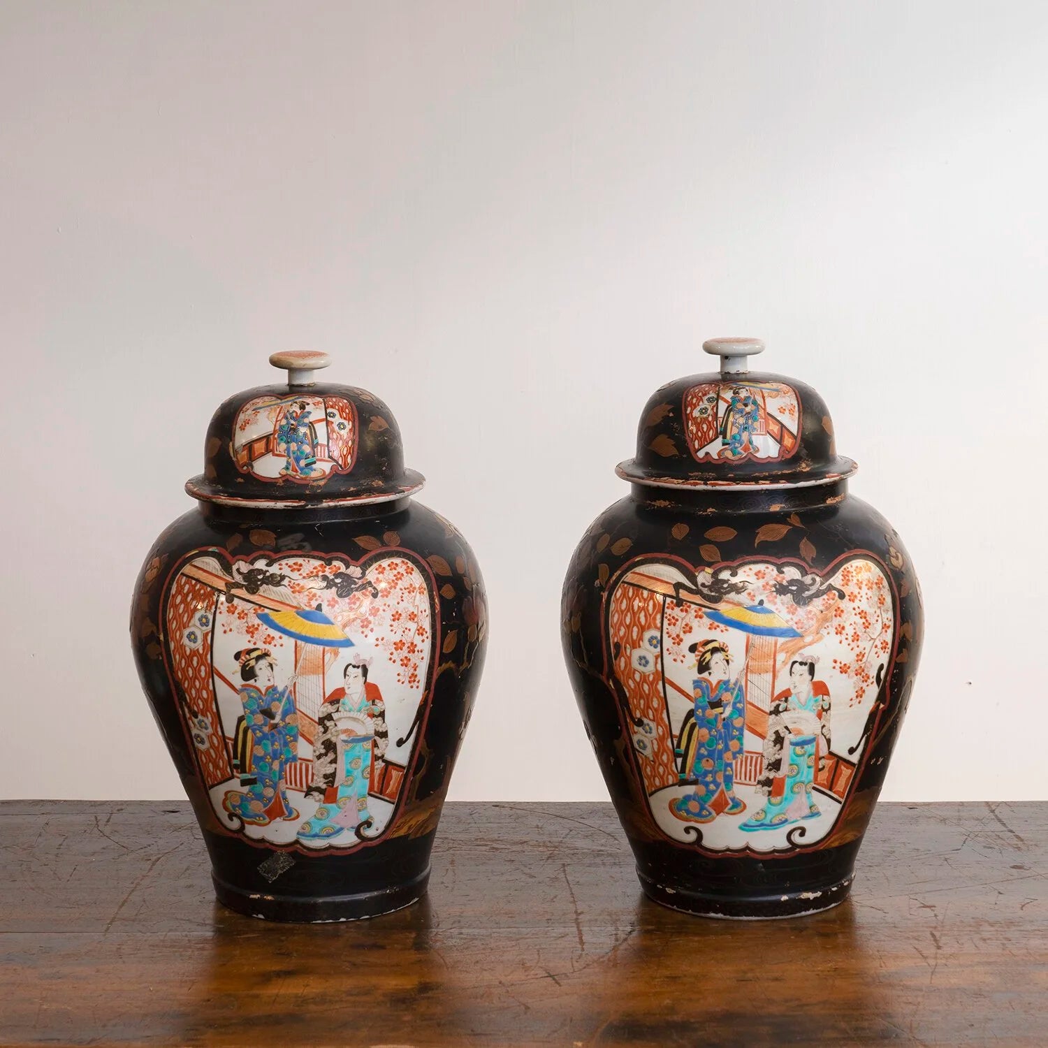 PAIR OF IMARI GINGER JARS