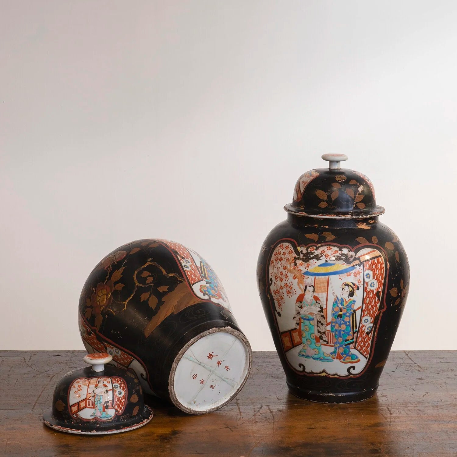 PAIR OF IMARI GINGER JARS