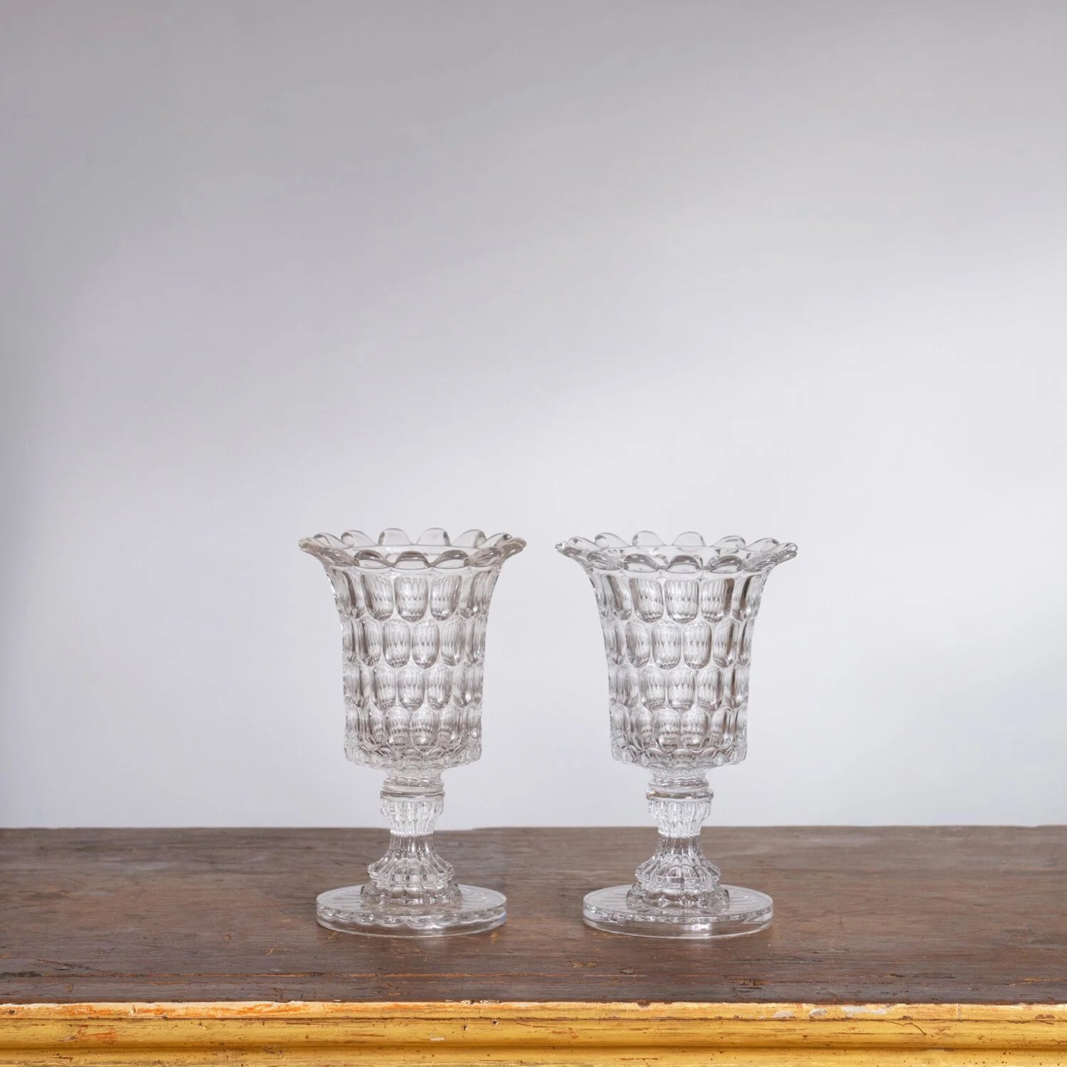 PAIR OF PRESSED GLASS CELERY VASES